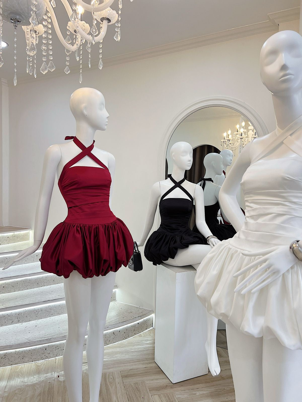 ROSETTA HALTER BUBBLE MINI PARTY DRESS
