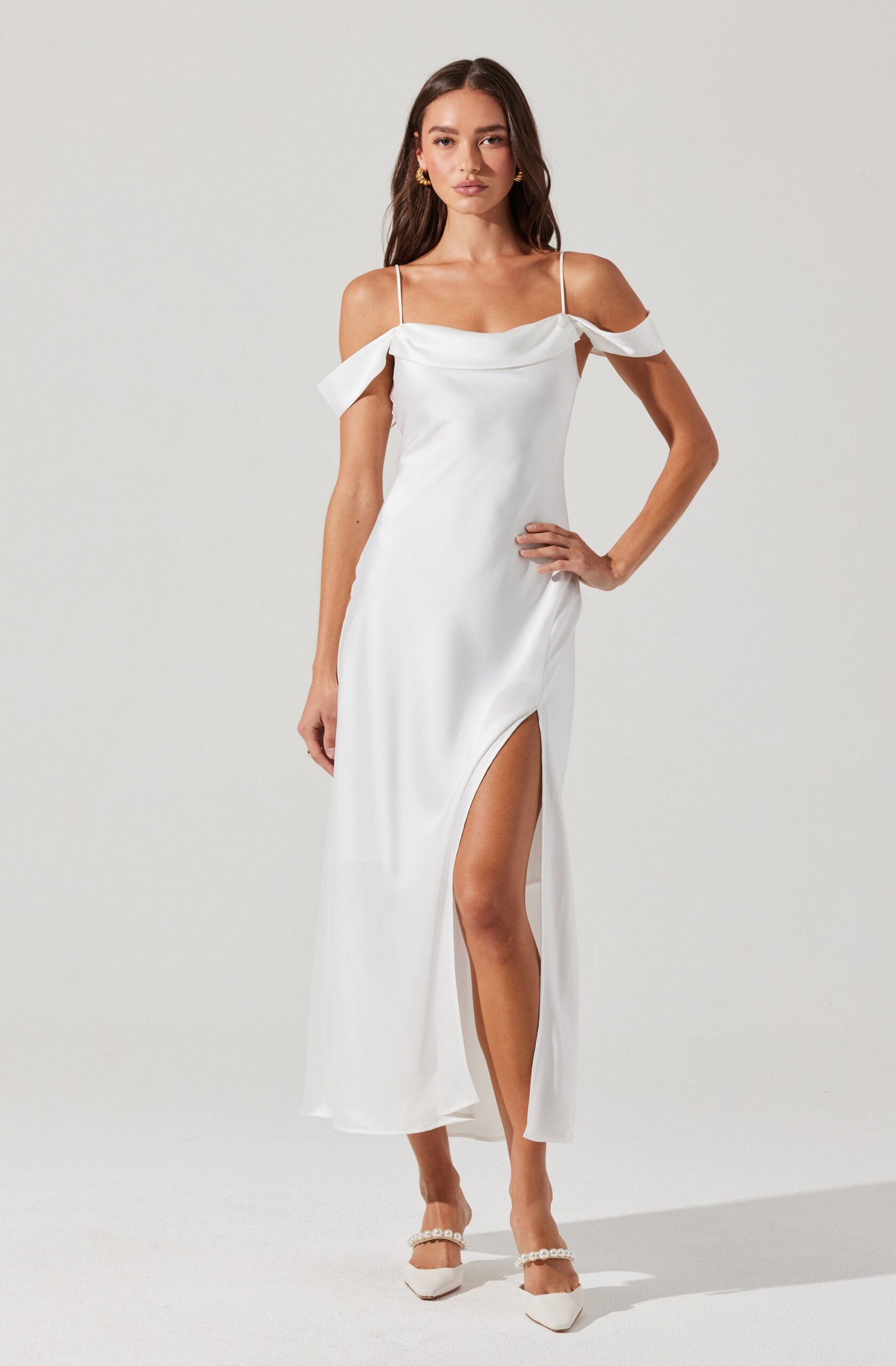 KITURA COLD SHOULDER MIDI DRESS FOR EVENING PARTY