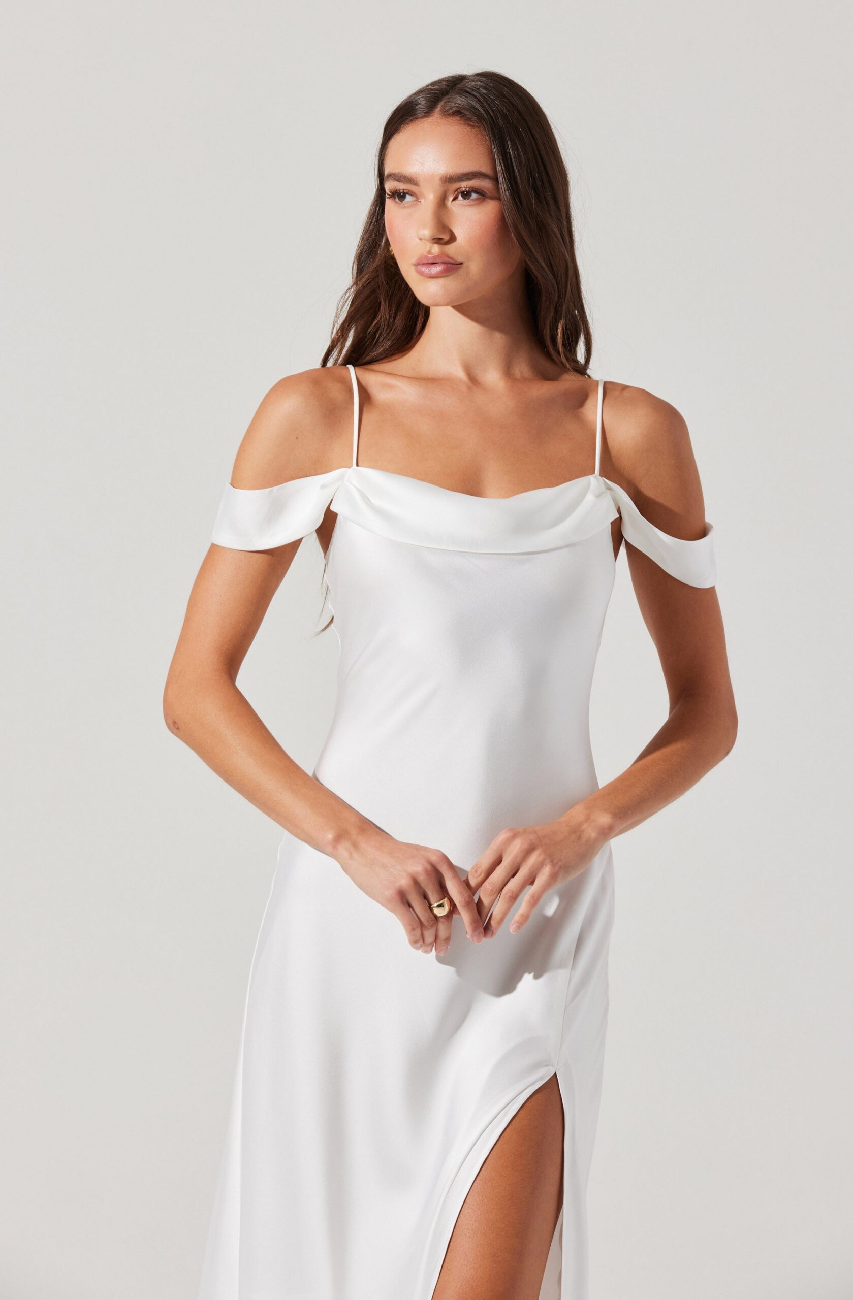KITURA COLD SHOULDER MIDI DRESS FOR EVENING PARTY