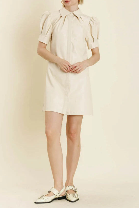 AD2195_IVORY-1000x1500_1024x1024_35c98a09-3af9-47b5-bd74-1061d8ec50ec WHITE PUFF SLEEVE LAPEL LEATHER MINI DRESS