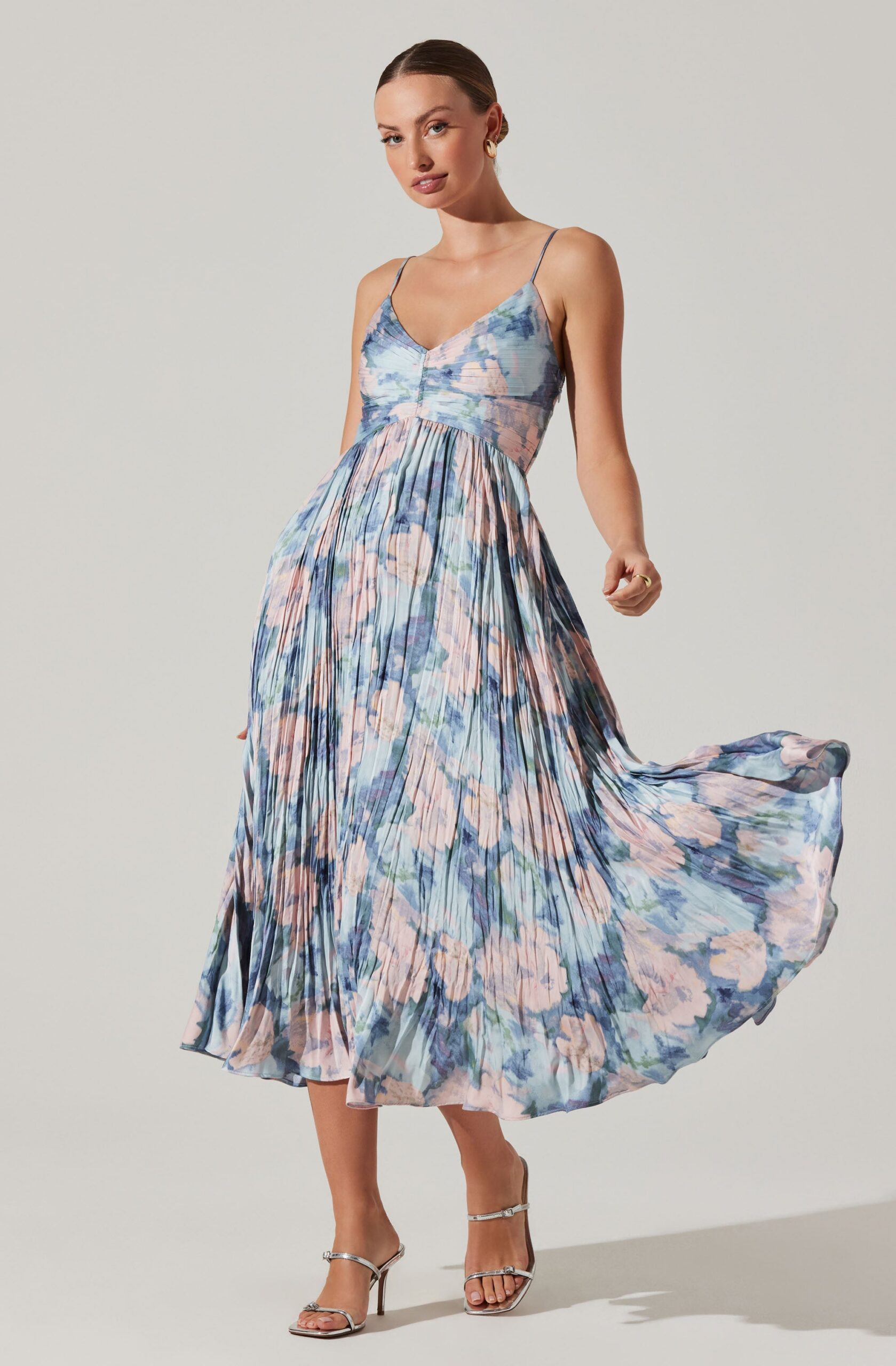 MAEVE PRINTED PLEATED MIDI DRESS FOR WEDDING GUEST