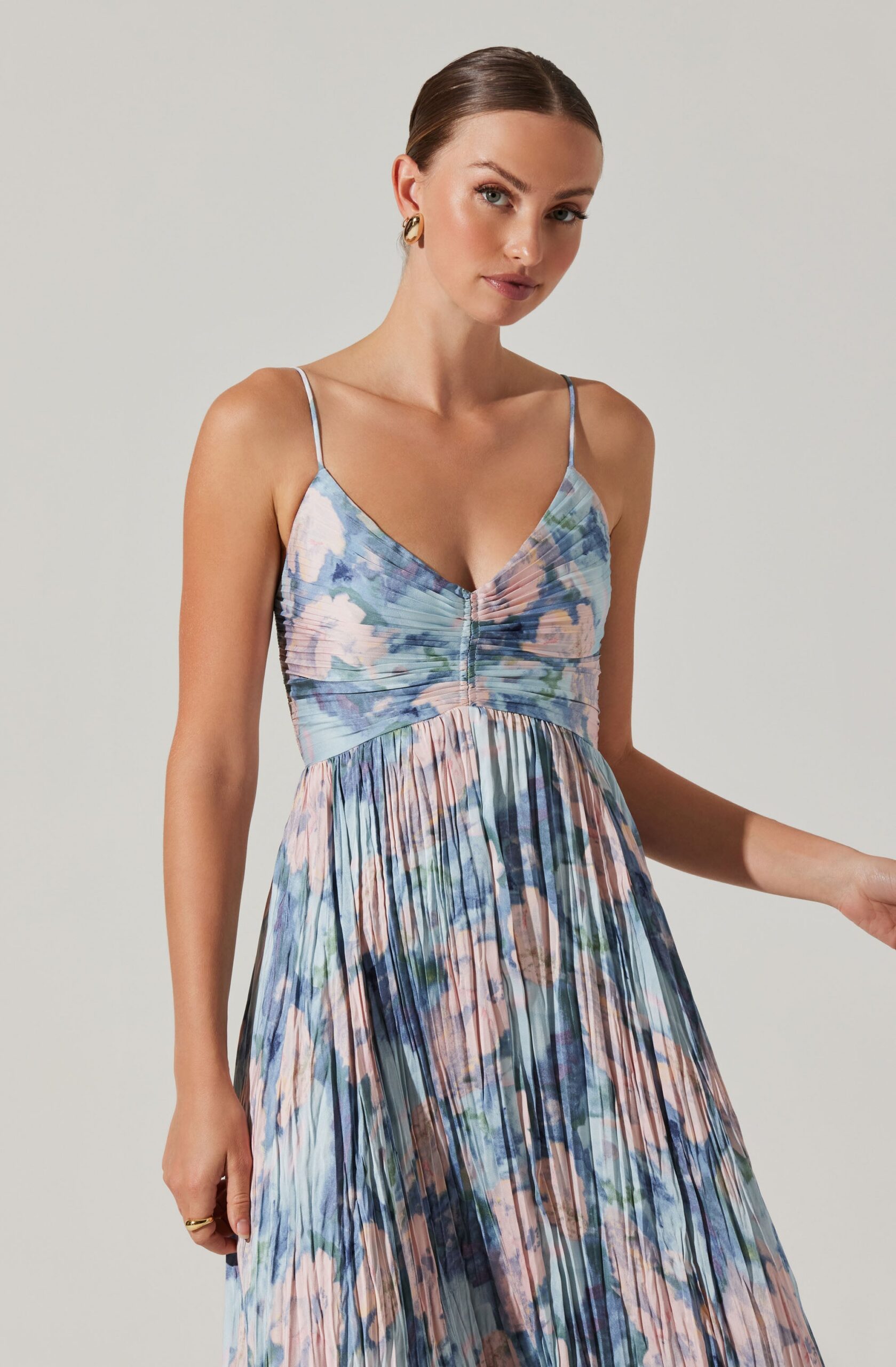 MAEVE PRINTED PLEATED MIDI DRESS FOR WEDDING GUEST