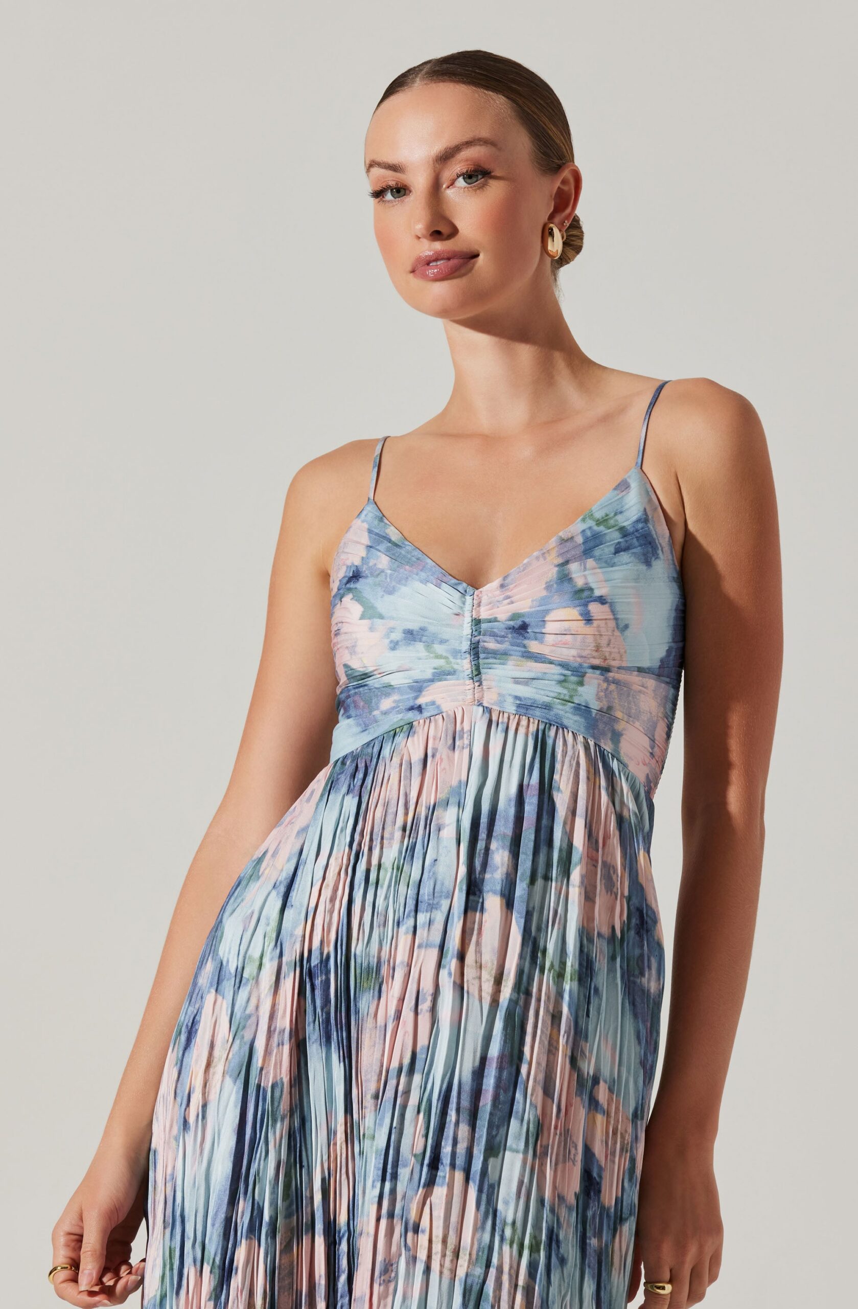 MAEVE PRINTED PLEATED MIDI DRESS FOR WEDDING GUEST