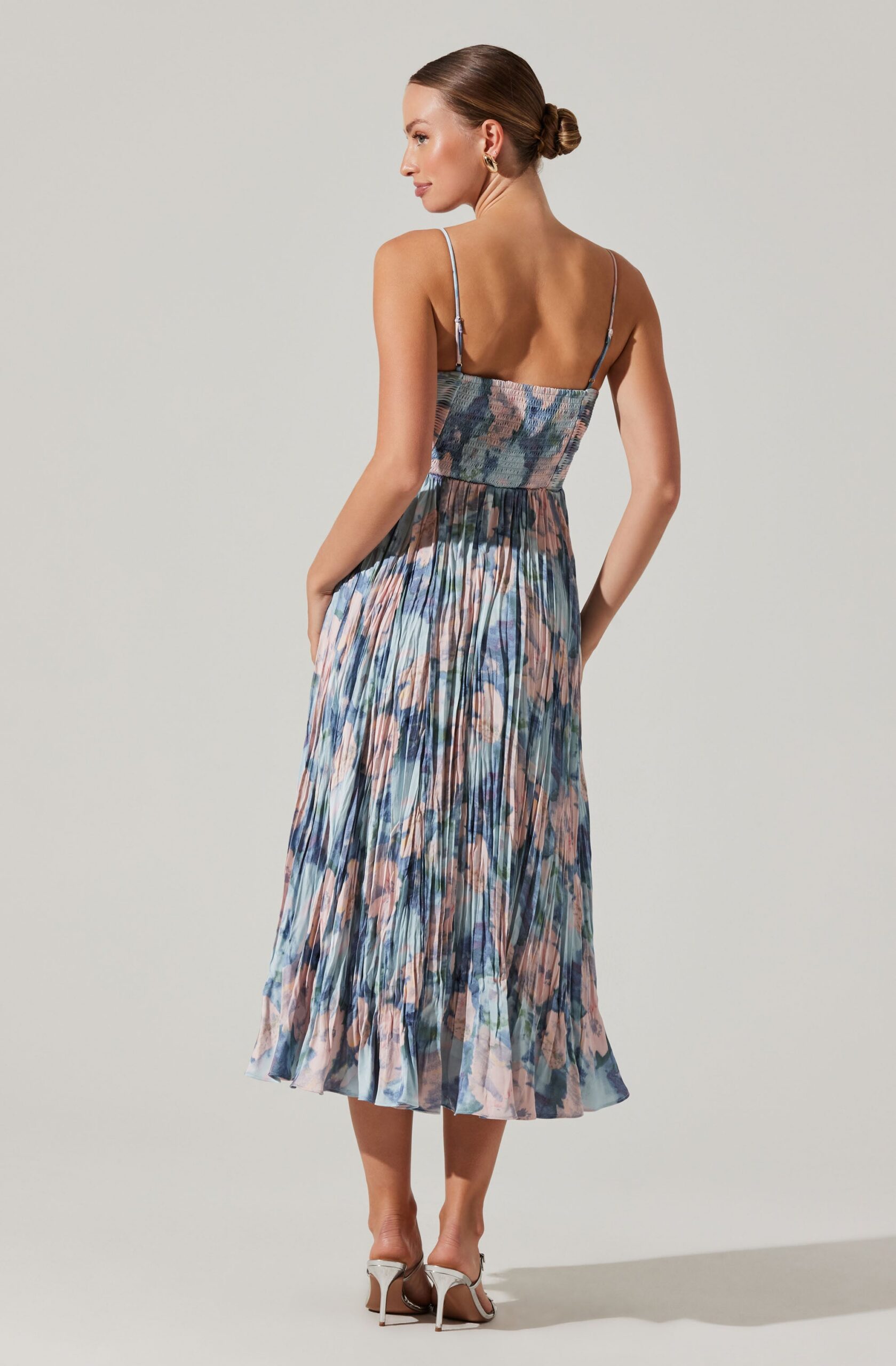 MAEVE PRINTED PLEATED MIDI DRESS FOR WEDDING GUEST