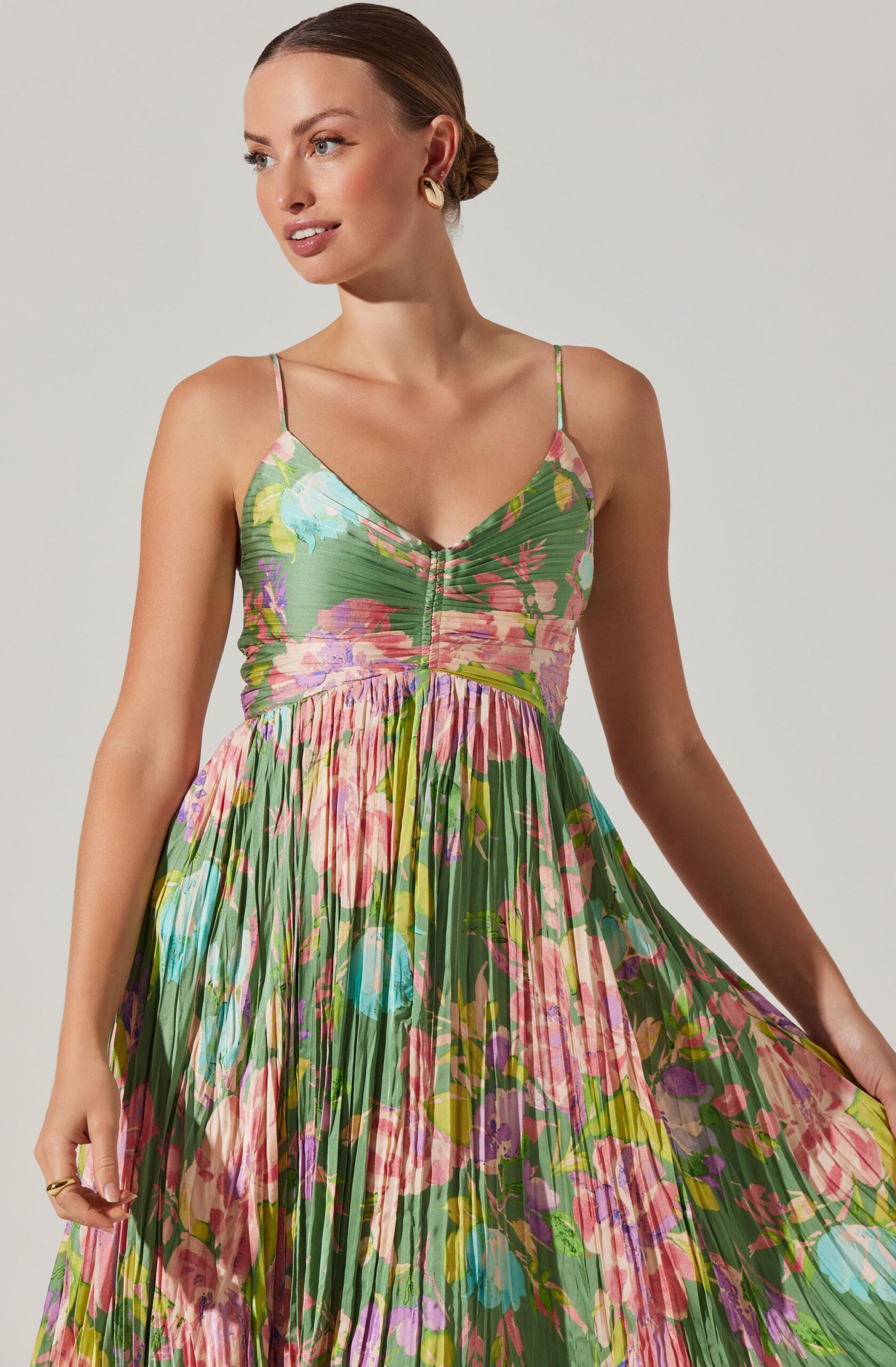 MAEVE PRINTED PLEATED MIDI DRESS FOR WEDDING GUEST