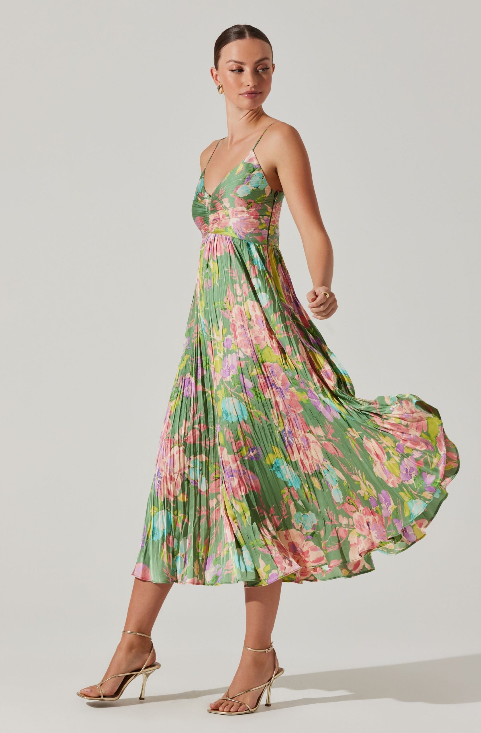 MAEVE PRINTED PLEATED MIDI DRESS FOR WEDDING GUEST