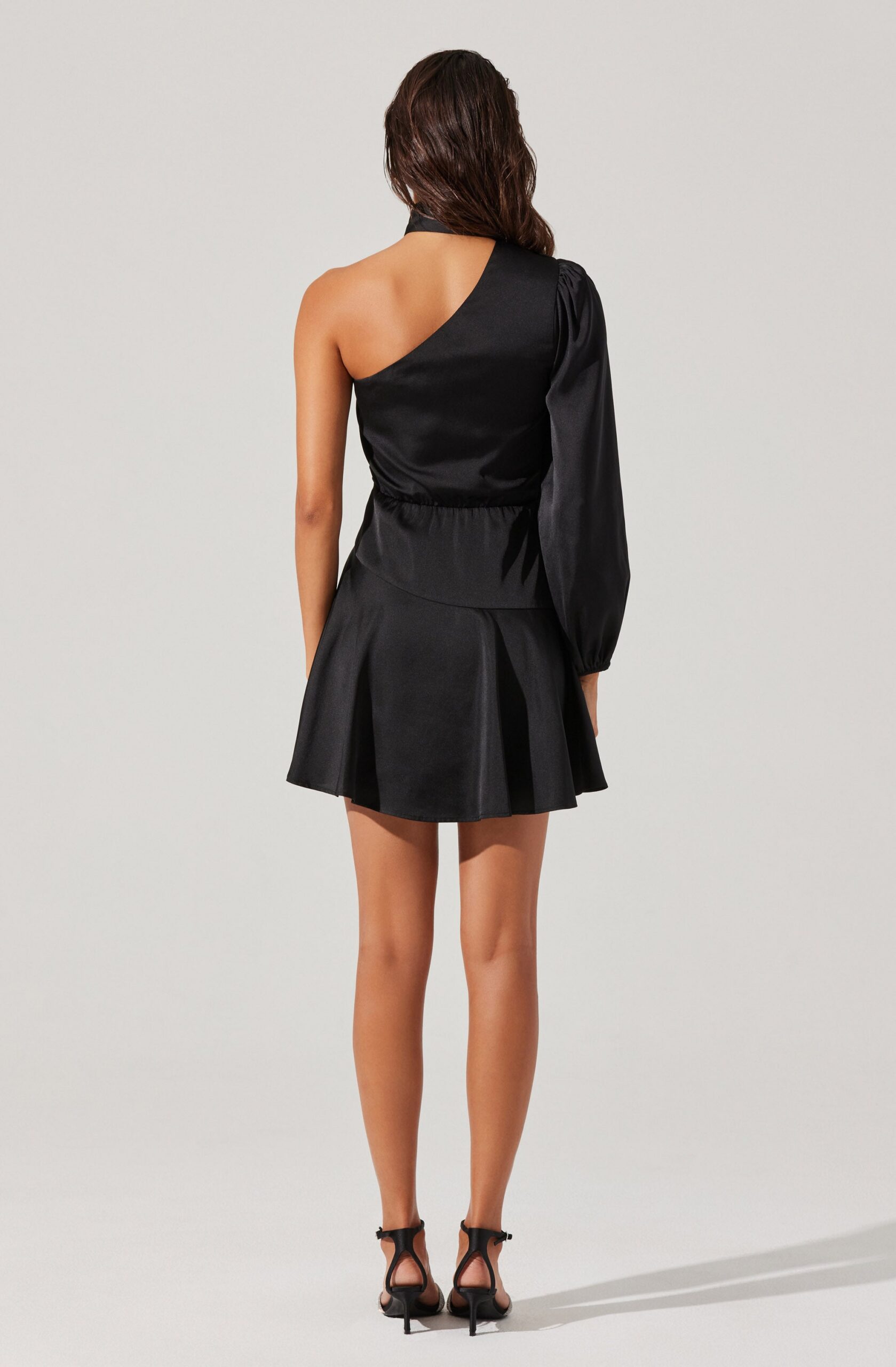 SATIN SCARF MINI SKATER COCKTAIL DRESS