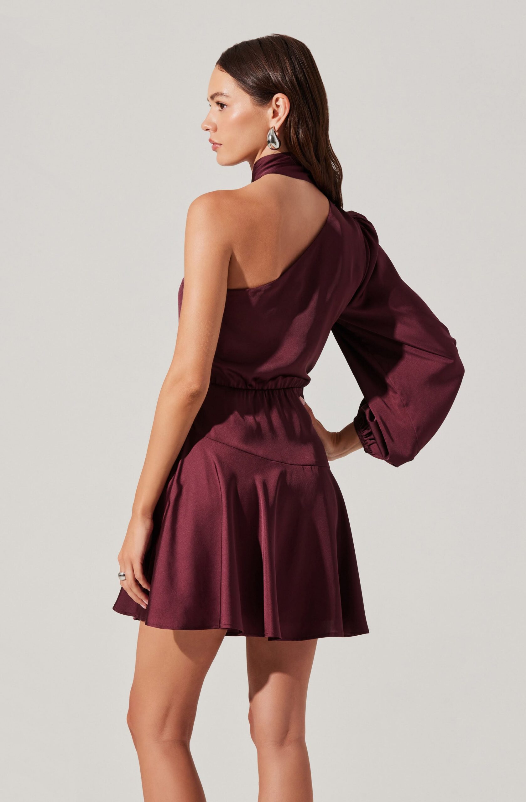 SATIN SCARF MINI SKATER COCKTAIL DRESS
