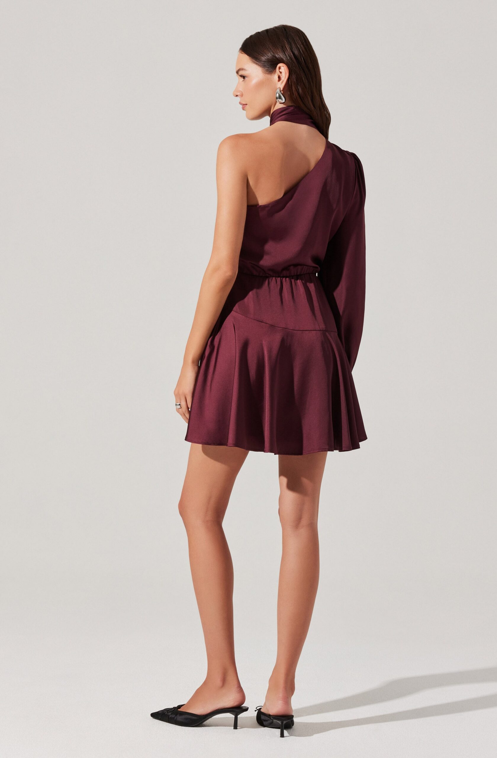 SATIN SCARF MINI SKATER COCKTAIL DRESS