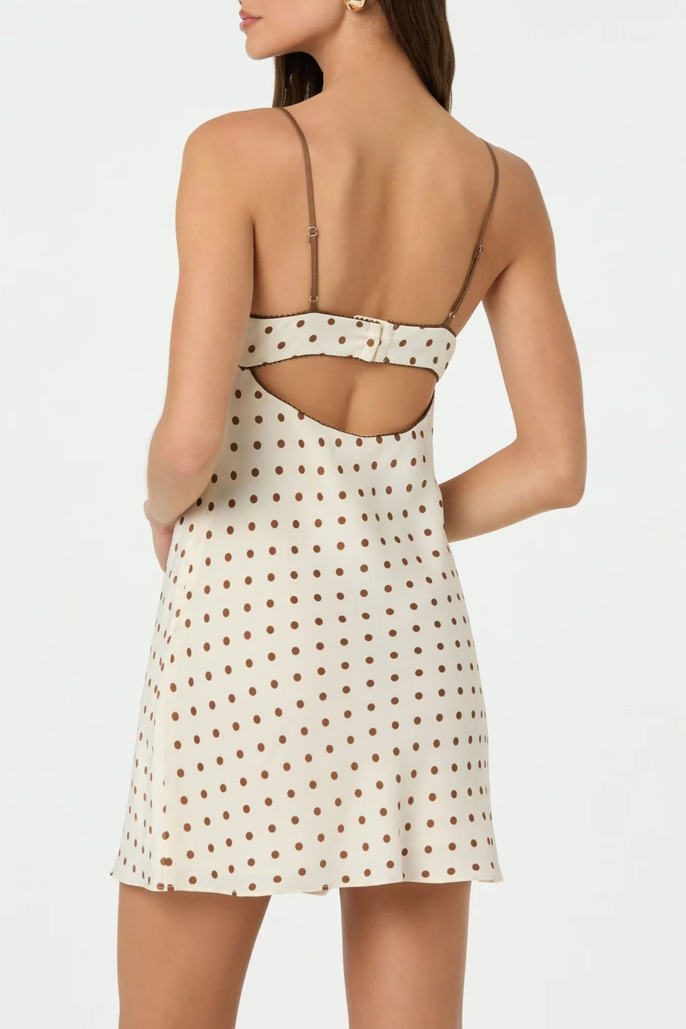 SATIN POLKA DOT MINI DRESS, BEIGE PARTY