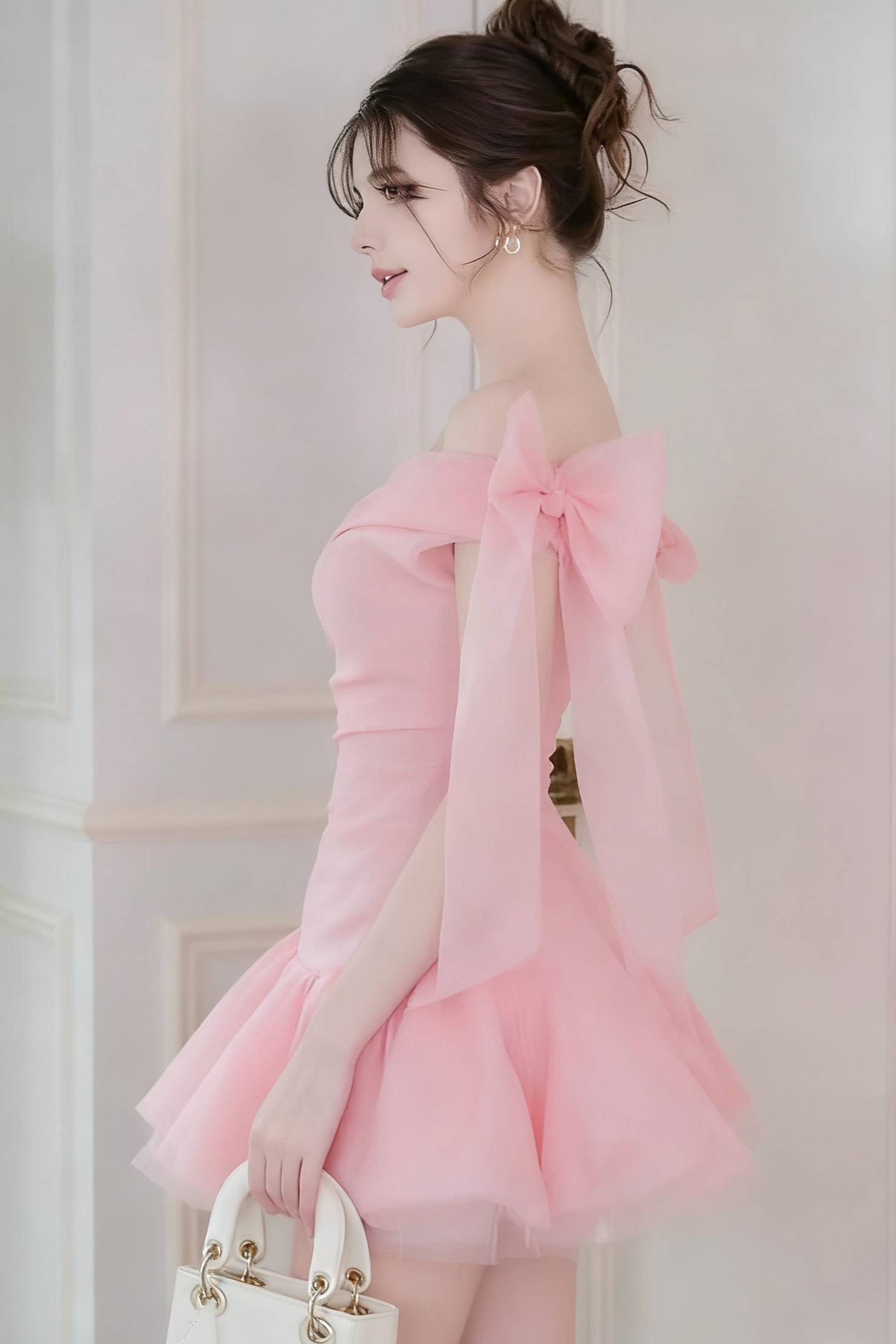 ELLEN OFF-SHOULDER TULLE TUTU MINI DRESS PINK
