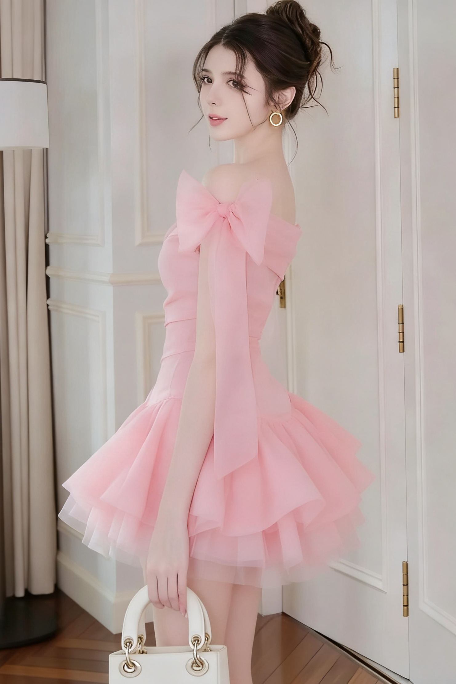 ELLEN OFF-SHOULDER TULLE TUTU MINI DRESS PINK