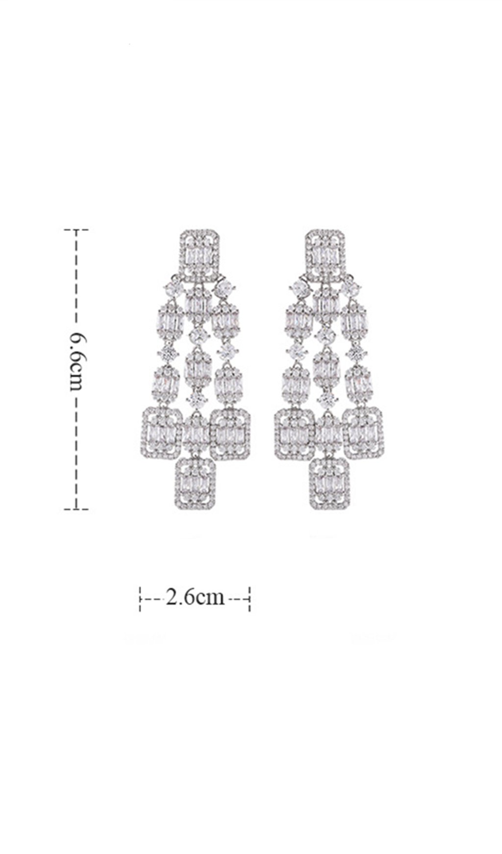 AQUARE LONG ZIRCON EARRINGS FOR WEDDING