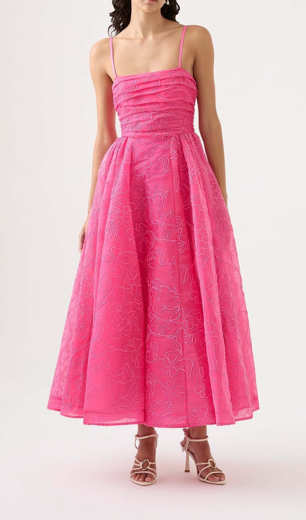 ASYMMETRICALLY-GATHERED-MAXI-DRESS-IN-ORGANZA-STYLE-OF-CB-2 ASYMMETRIC ORGANZA GATHERED MAXI DRESS