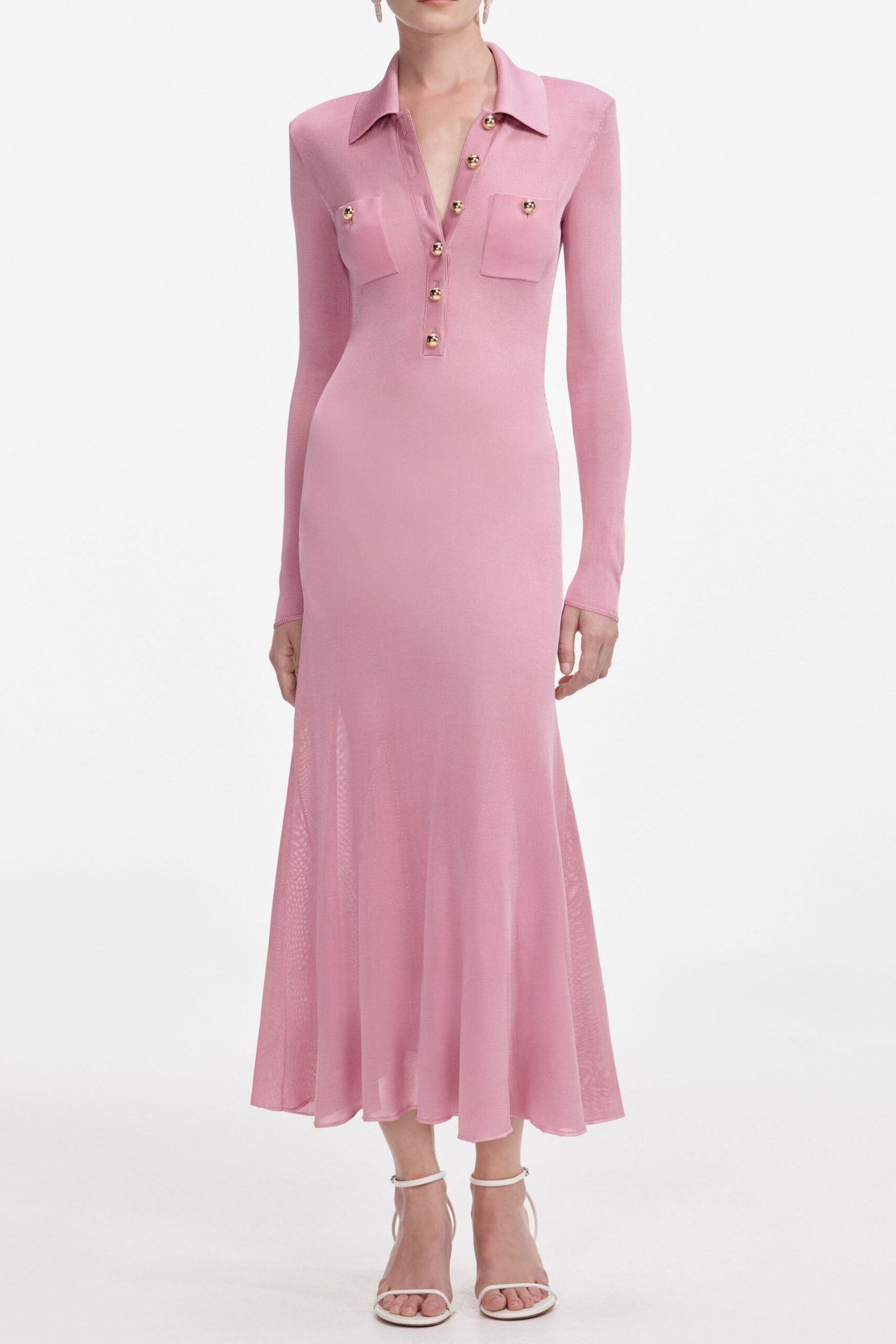 AW25-008M-P_1 DOMINIC PINK KNIT MIDI DRESS, A-LINE, DATE NIGHT