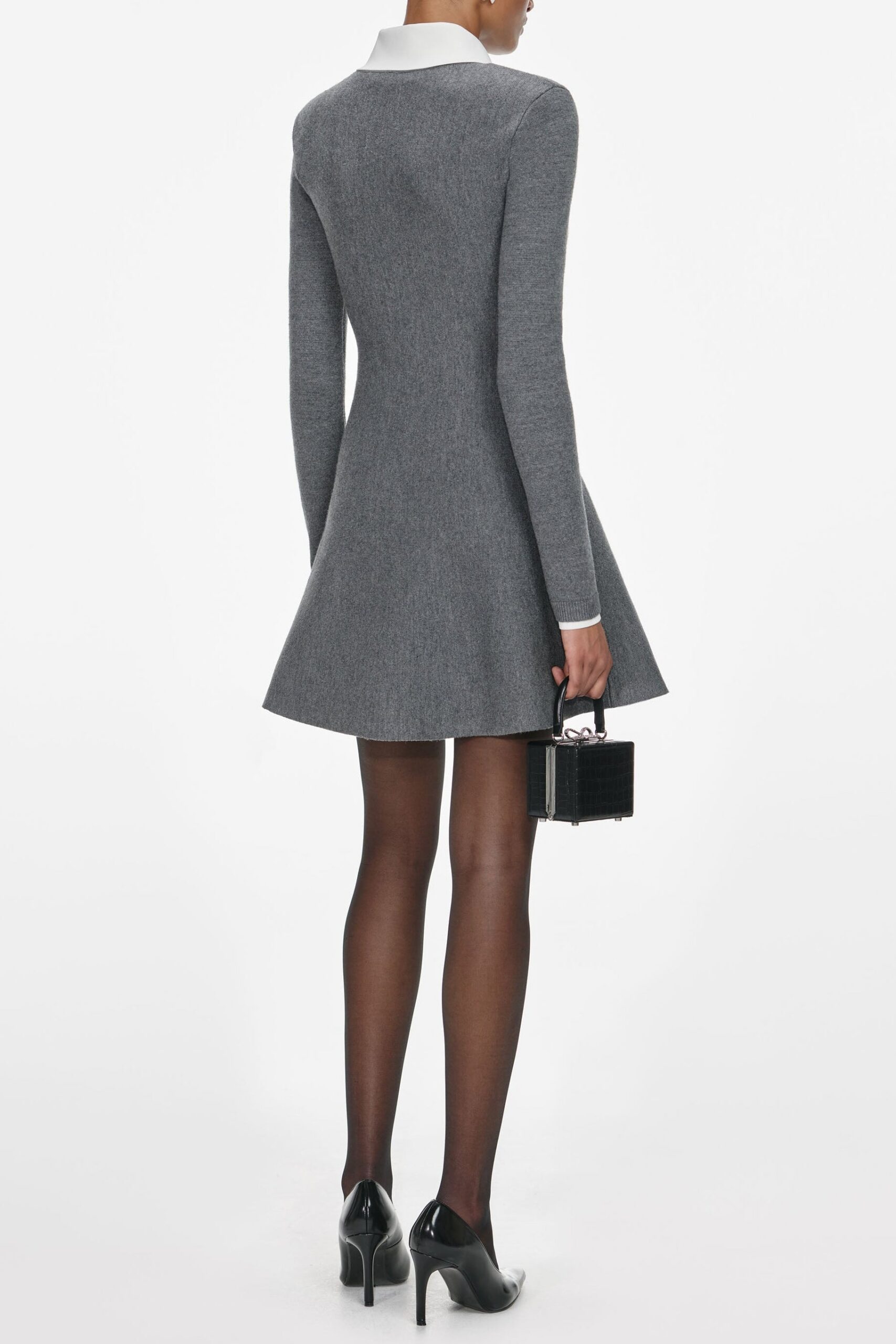 WINNI GREY CROCHET FLOWER MINI DRESS