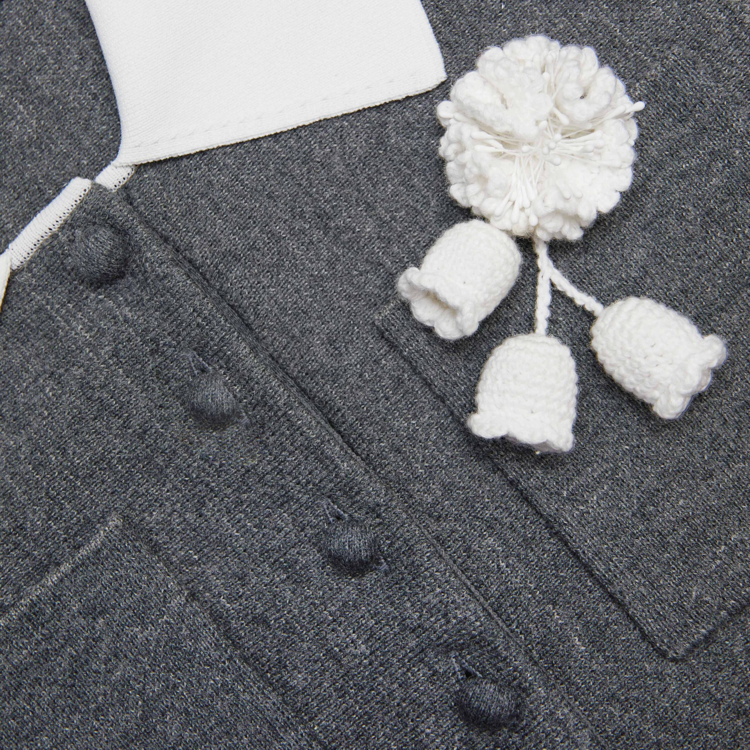 WINNI GREY CROCHET FLOWER MINI DRESS