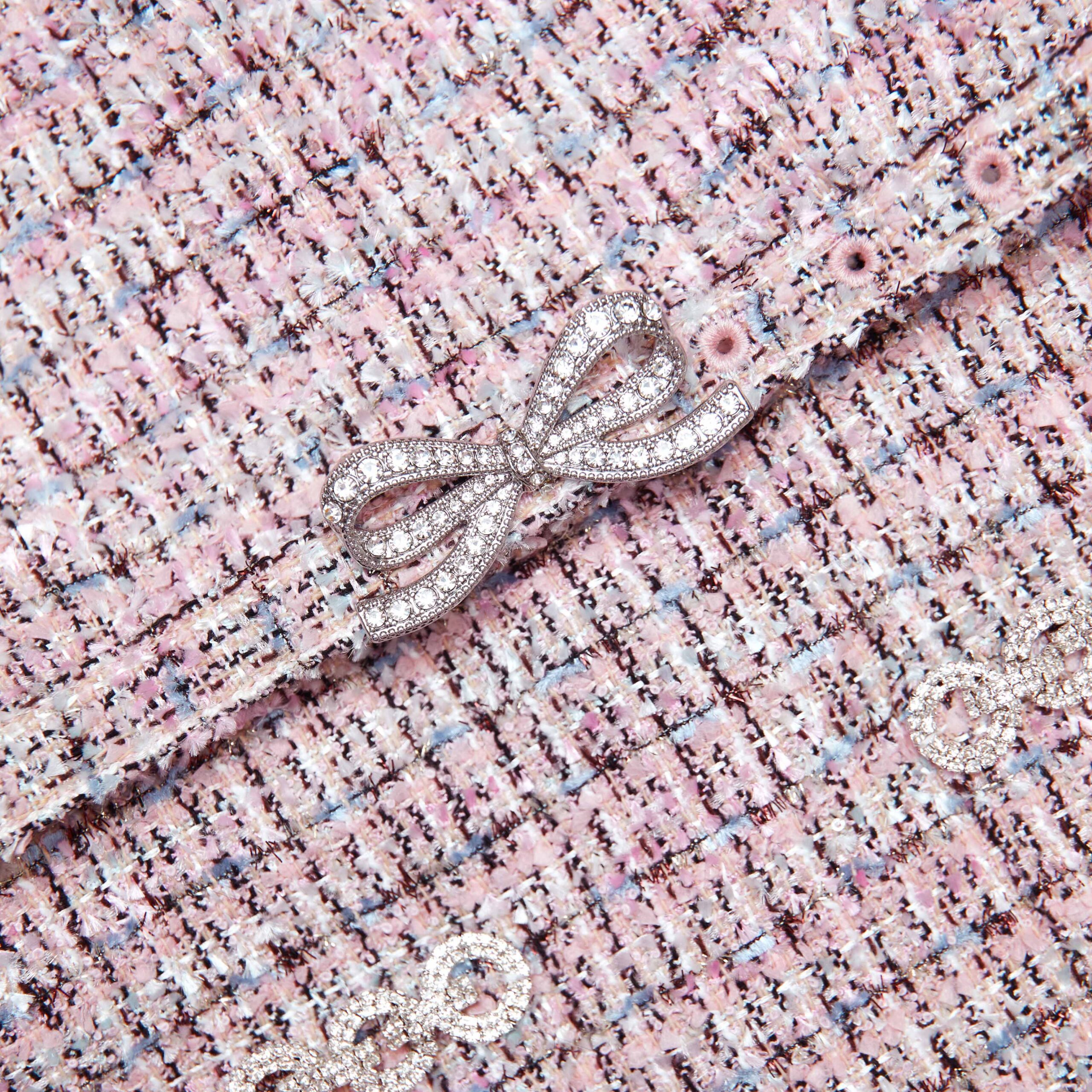 OLIVIA PINK BOUCLE CHIFFON MINI DRESS