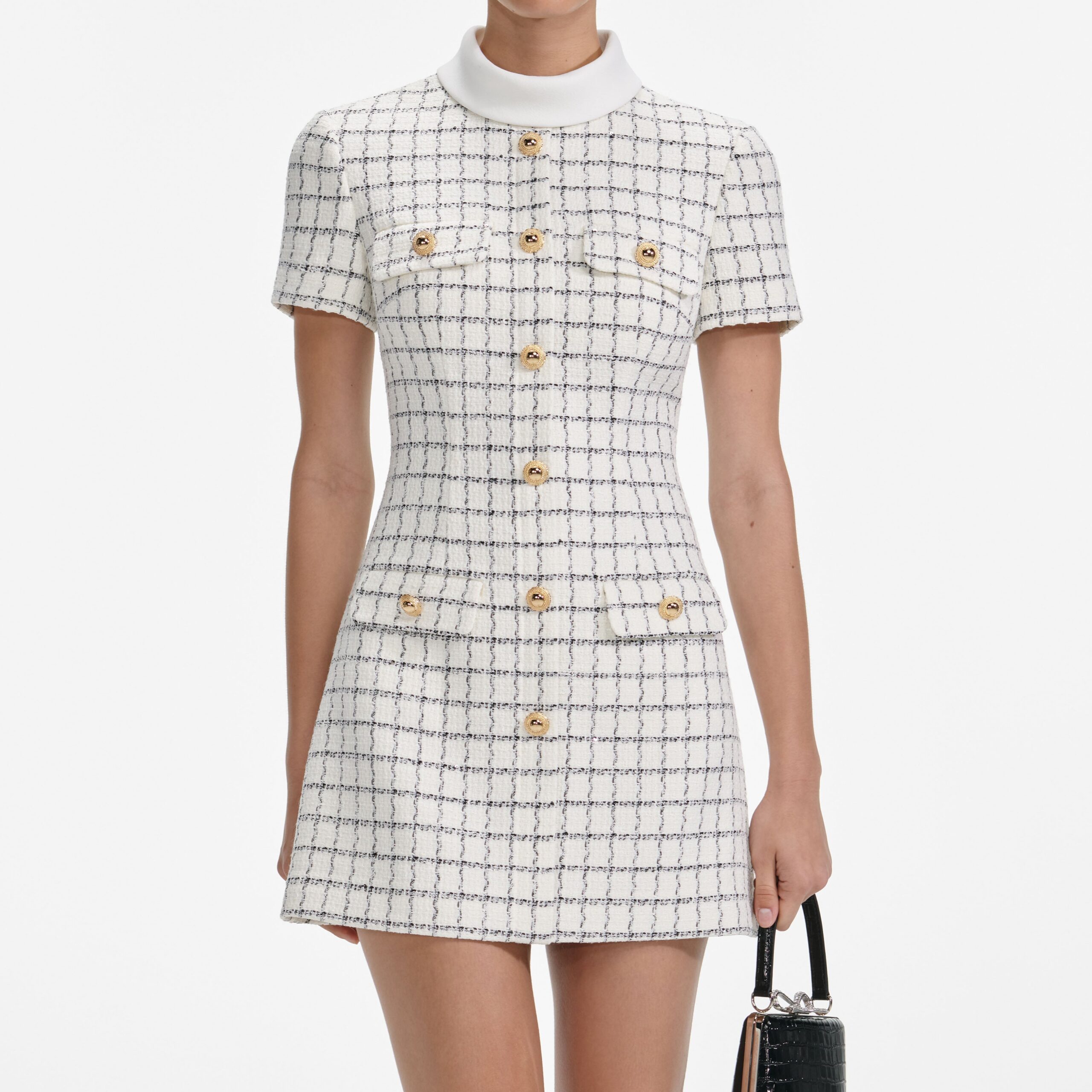 SALOME CHECK BOUCLE MINI DRESS COCKTAIL