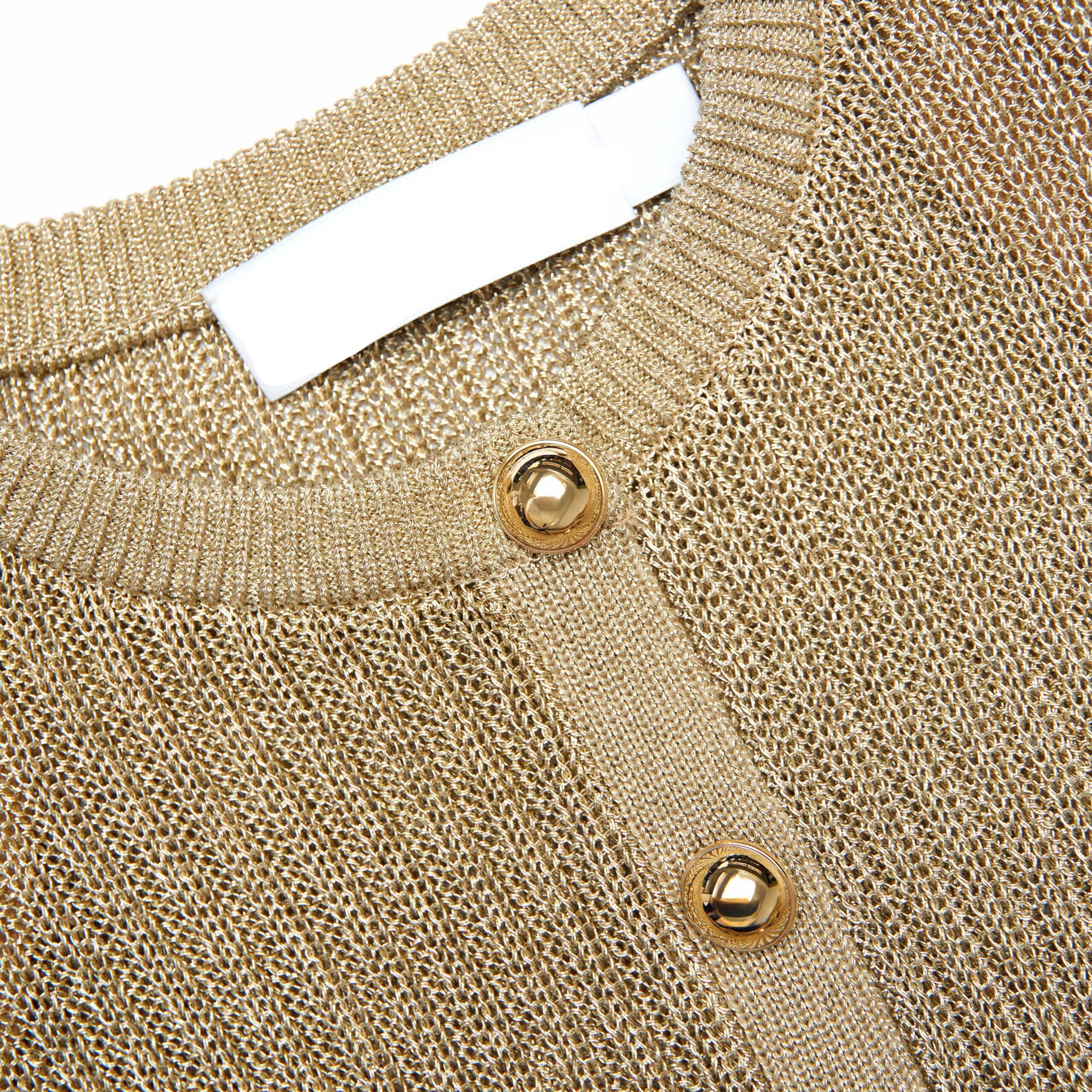 MARGARET GOLD LUREX KNIT COCKTAIL MINI DRESS