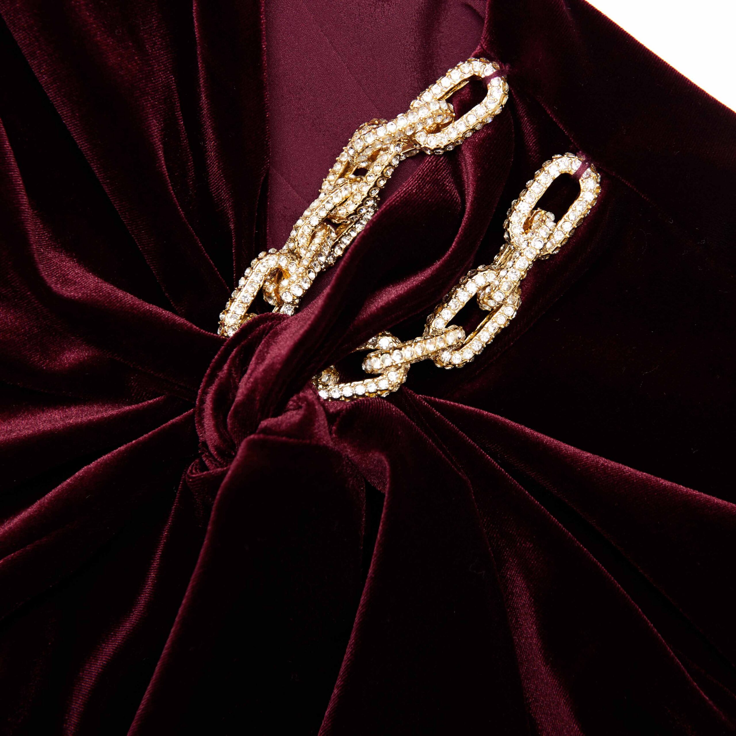 YVETTE BURGUNDY VELVET EMBELLISHED MINI PARTY DRESS