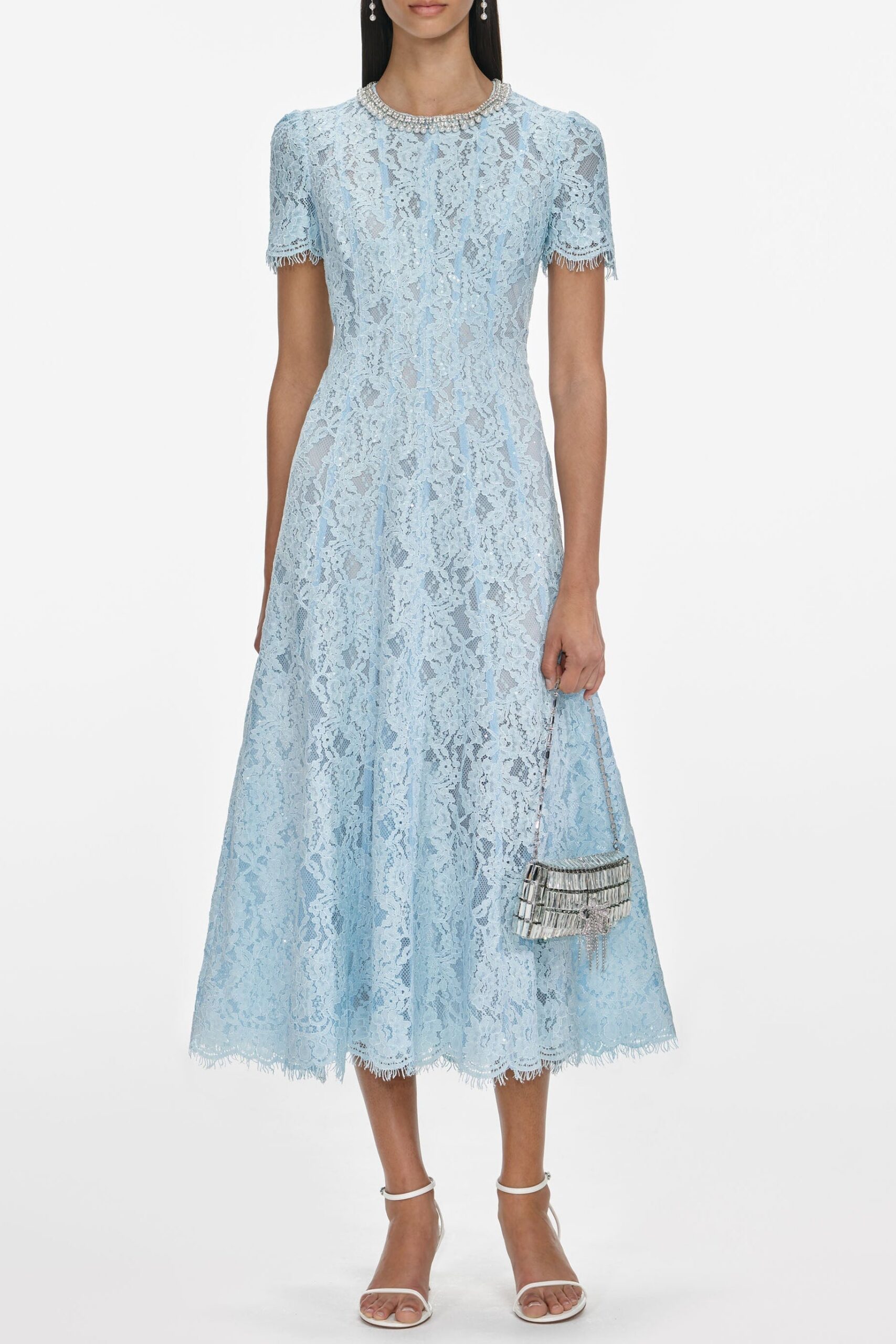 AW25-931M-BL_1 VALERIE BLUE LACE MIDI DRESS, EMBELLISHED PARTY