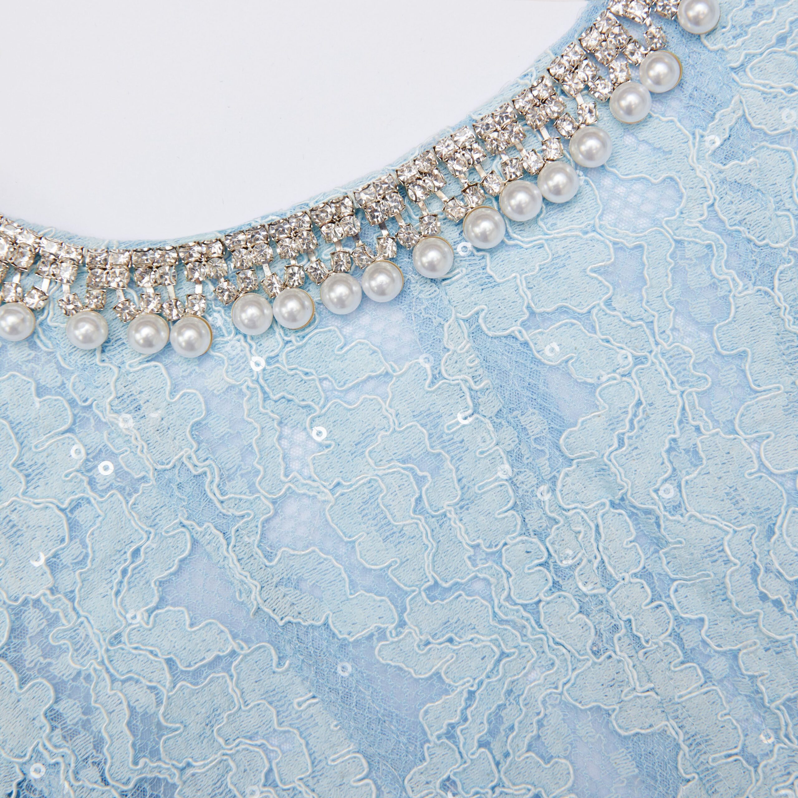 VALERIE BLUE LACE MIDI DRESS, EMBELLISHED PARTY