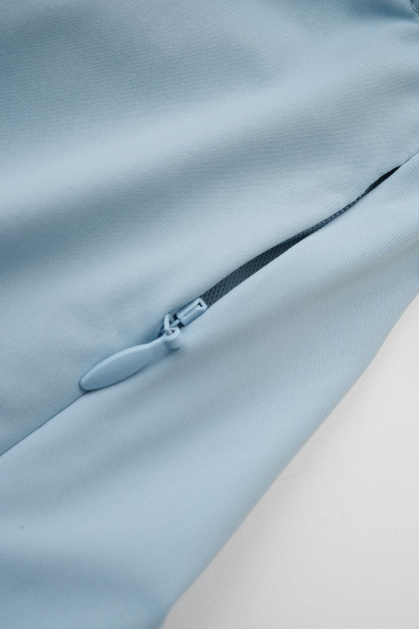 ASYMMETRIC DRAPED MAXI DRESS - BABY BLUE