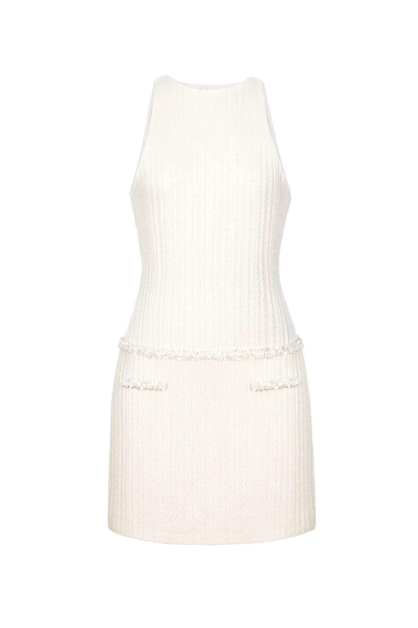 ABENE SLEEVELESS BEADED KNIT MINI DRESS