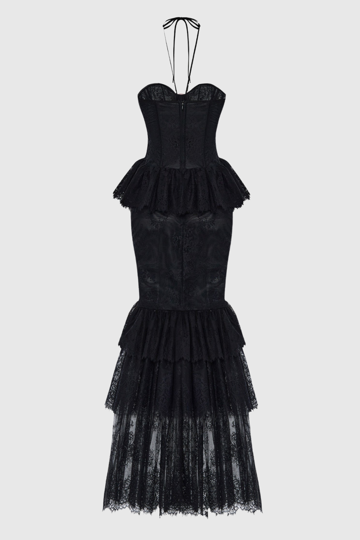 ADALIRA HALTER LACE CORSET MAXI DRESS