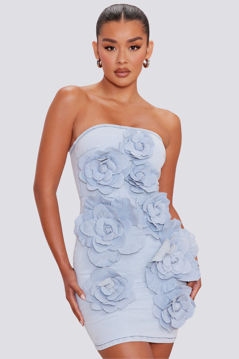 ADDILYNN STRAPLESS FLORAL MINI DRESS FOR PARTY