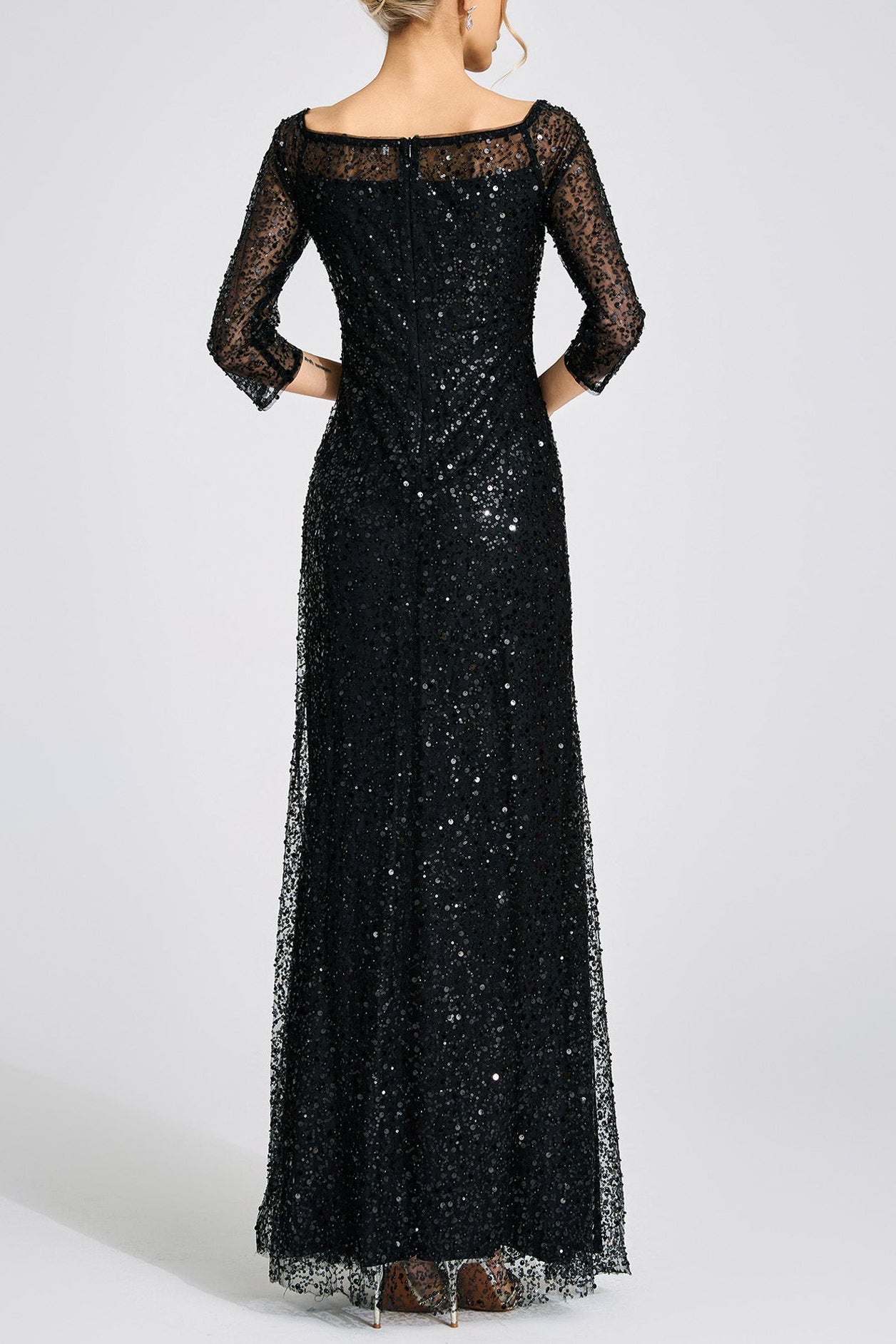 BLACK DIAMOND TULLE MAXI DRESS, EVENING