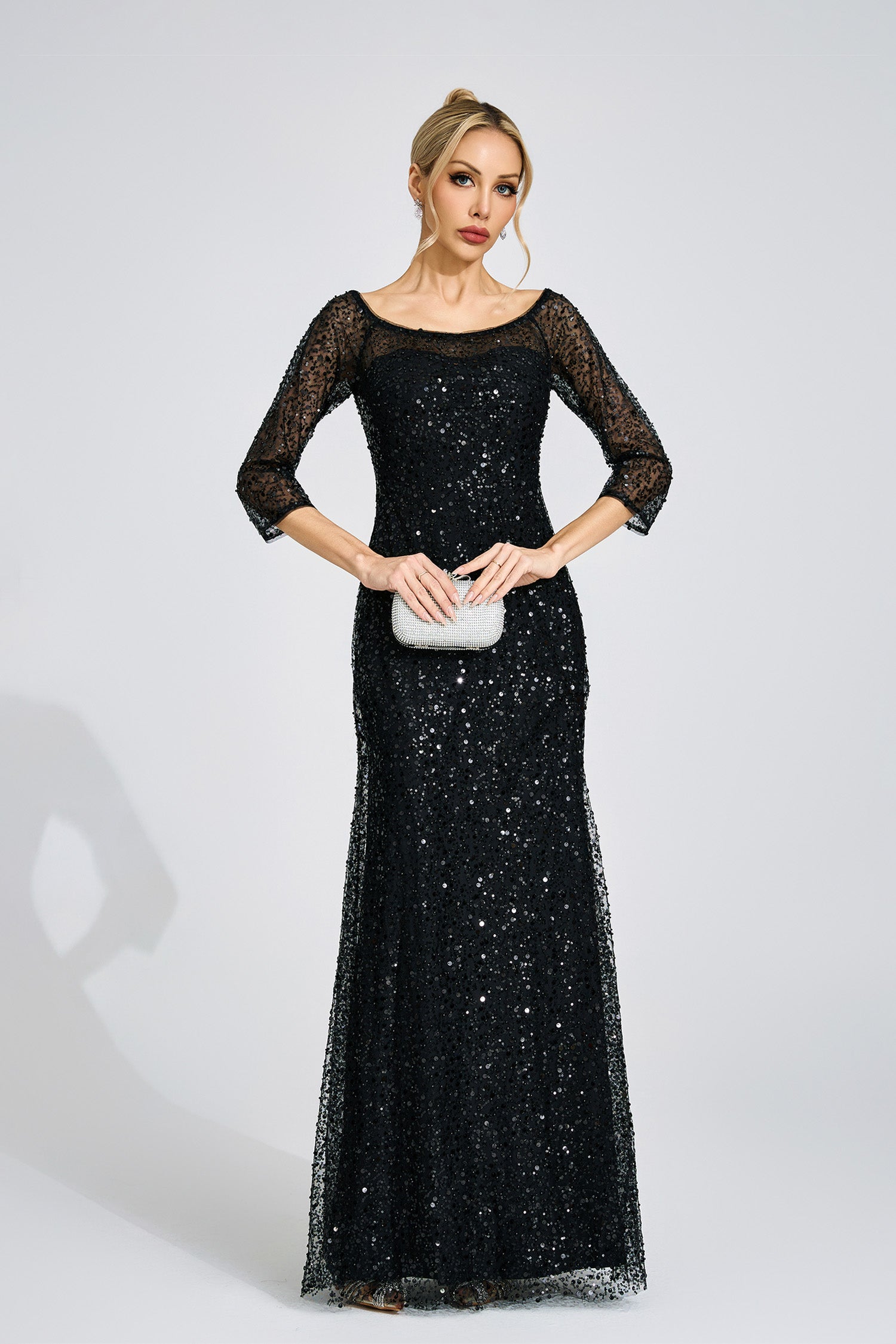 BLACK DIAMOND TULLE MAXI DRESS, EVENING
