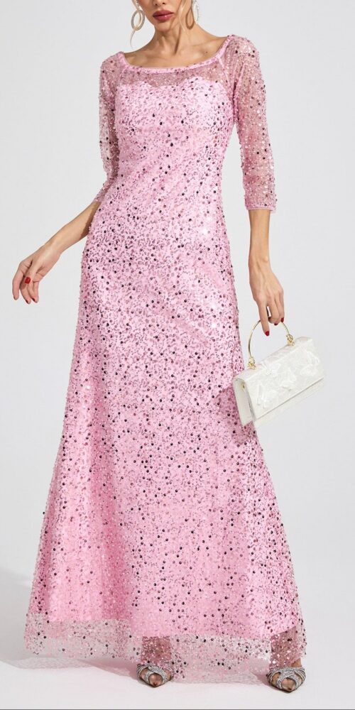 sarah Pink Diamond embellished tulle Maxi Dress sarah Pink Diamond embellished tulle Maxi Dress