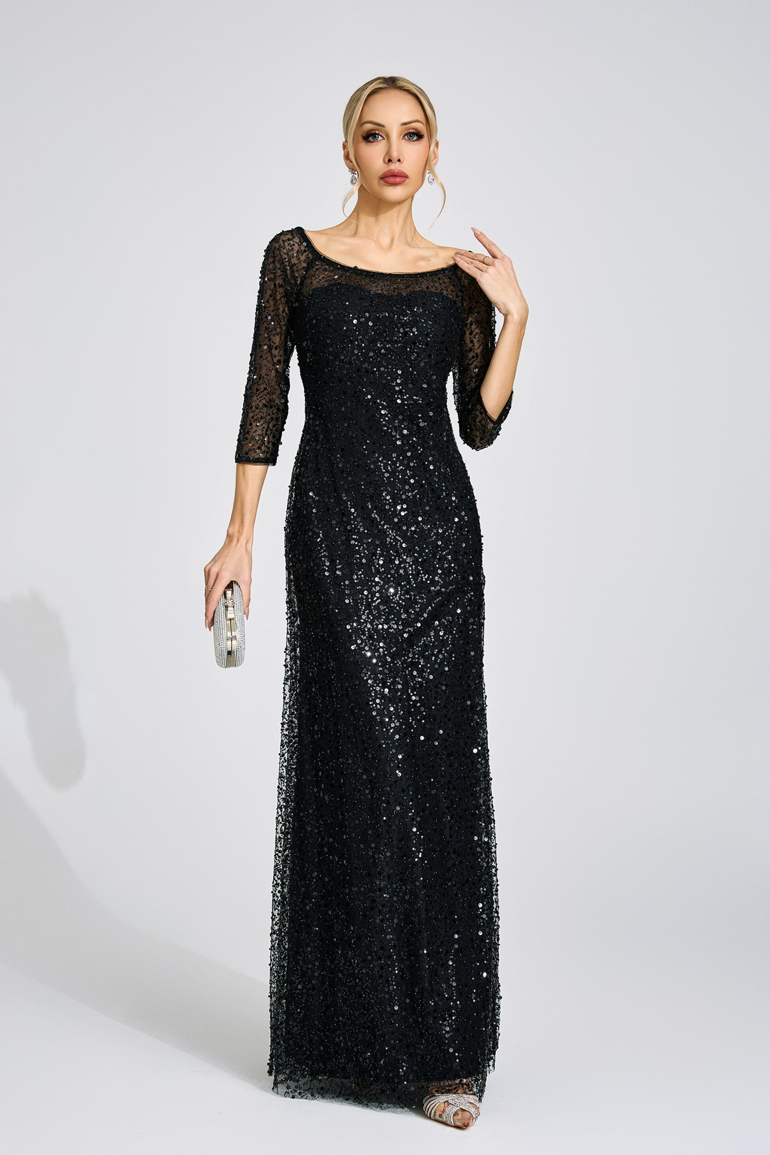 BLACK DIAMOND TULLE MAXI DRESS, EVENING
