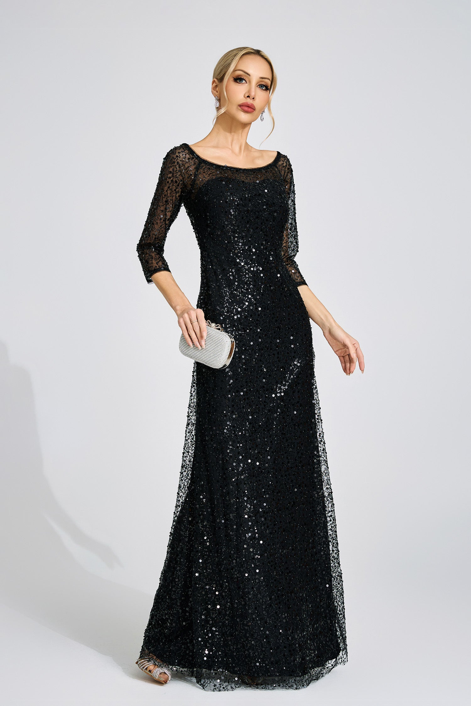 BLACK DIAMOND TULLE MAXI DRESS, EVENING