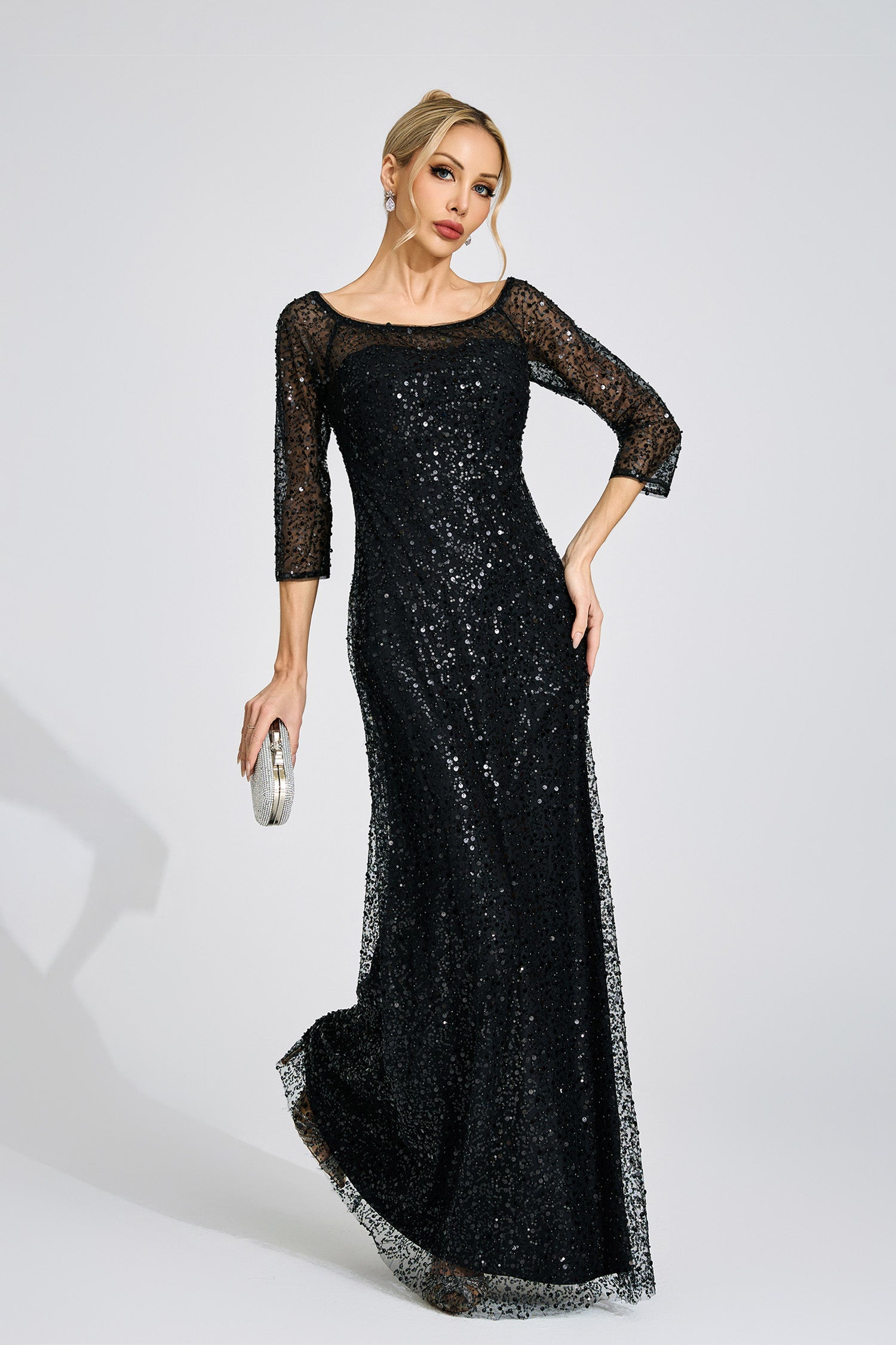 BLACK DIAMOND TULLE MAXI DRESS, EVENING