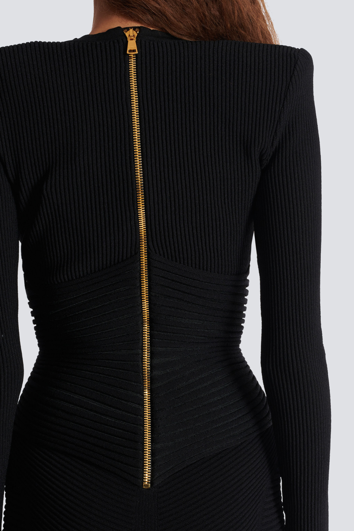 AERO RIB KNIT BUTTON MINI DRESS - BLACK