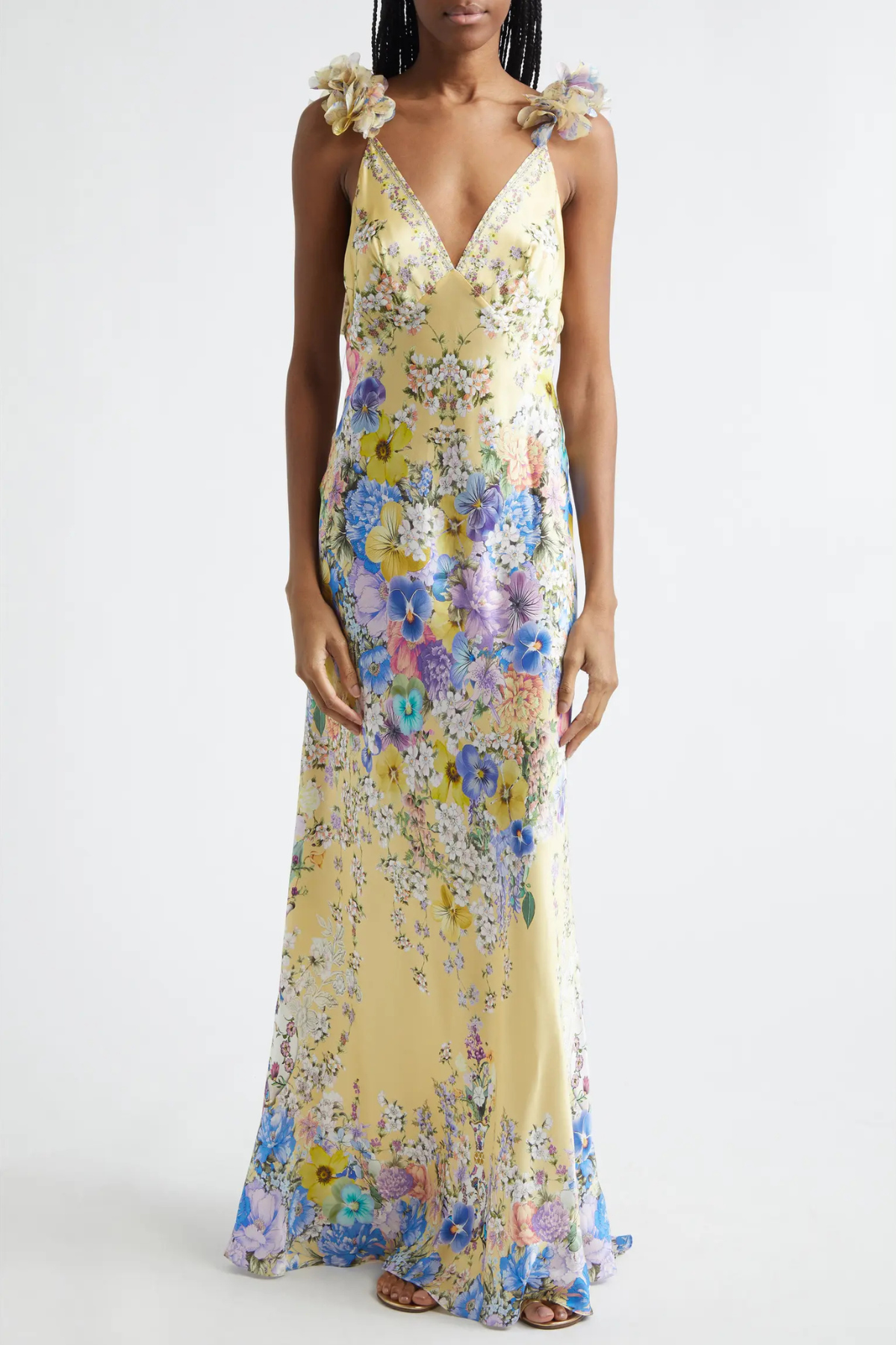 AETHER FLORAL RUFFLE MAXI DRESS FOR WEDDING GUEST