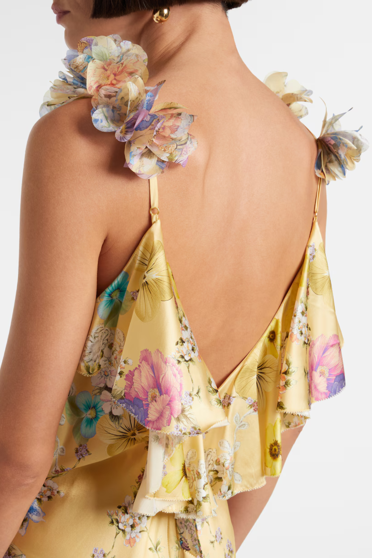 AETHER FLORAL RUFFLE MAXI DRESS FOR WEDDING GUEST