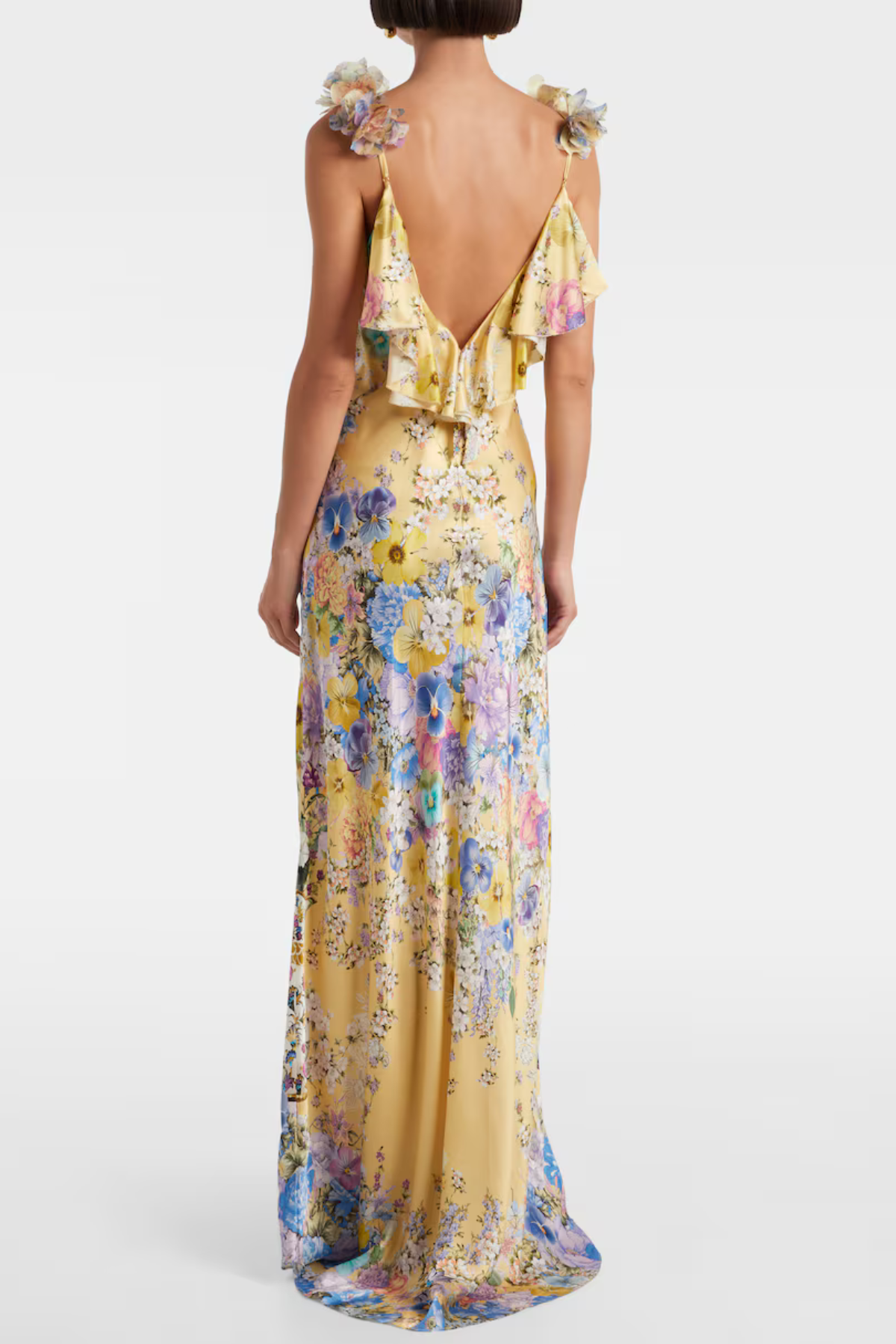 AETHER FLORAL RUFFLE MAXI DRESS FOR WEDDING GUEST