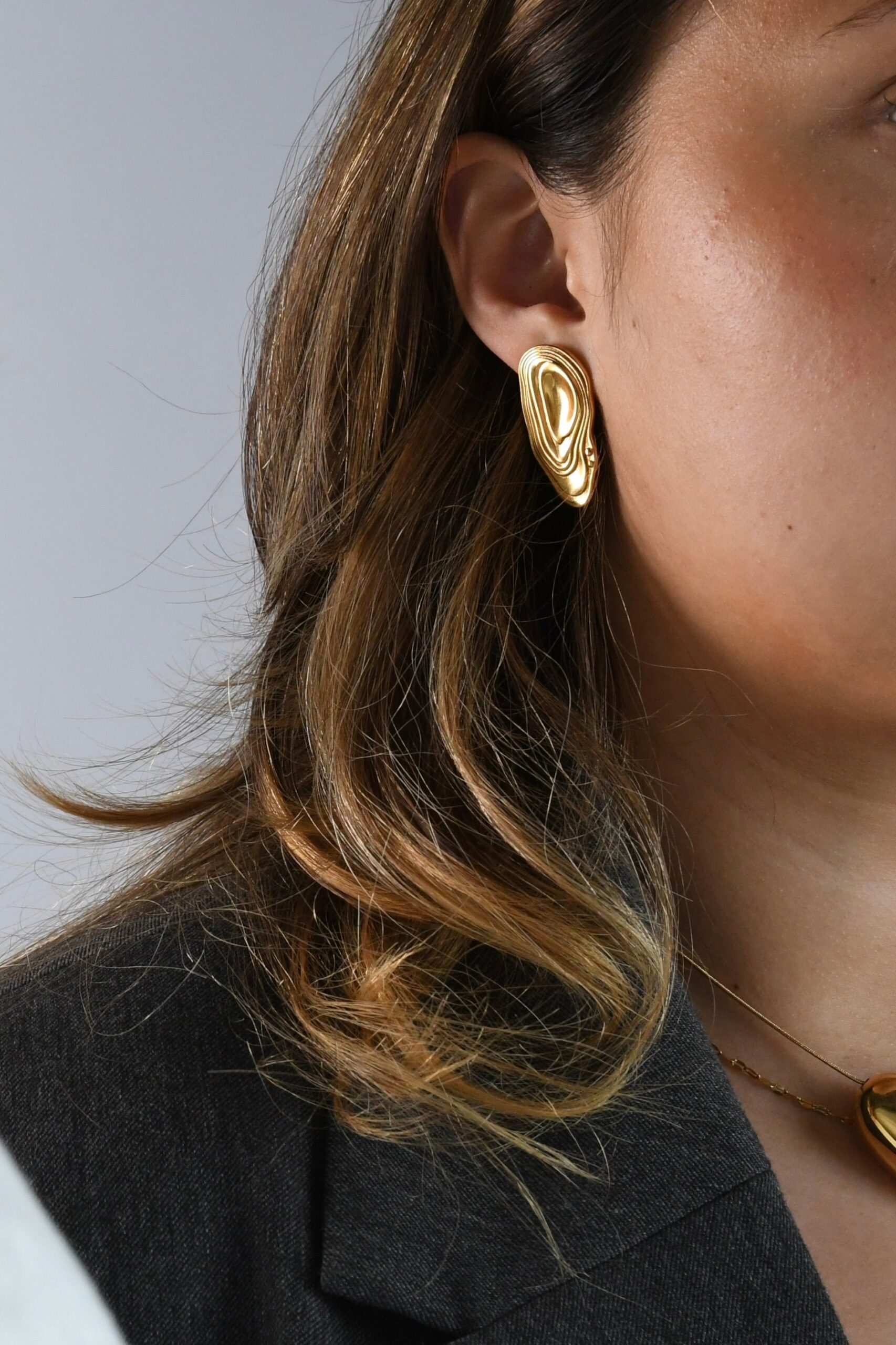 GOLD PLATED ACACIA DROP EARRINGS WATERPROOF
