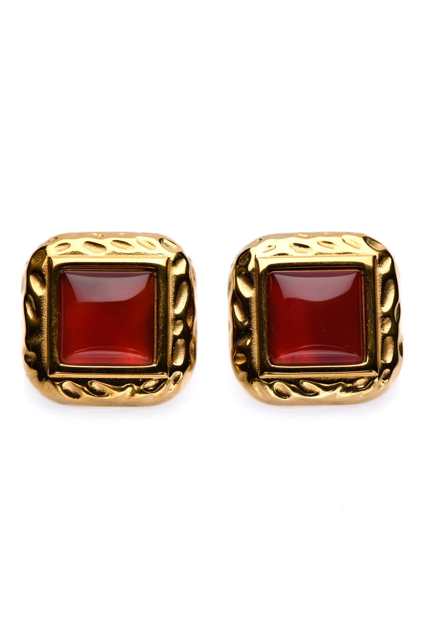 SOLID GOLD RED STONE DROP EARRINGS FOR WEDDING PARTY