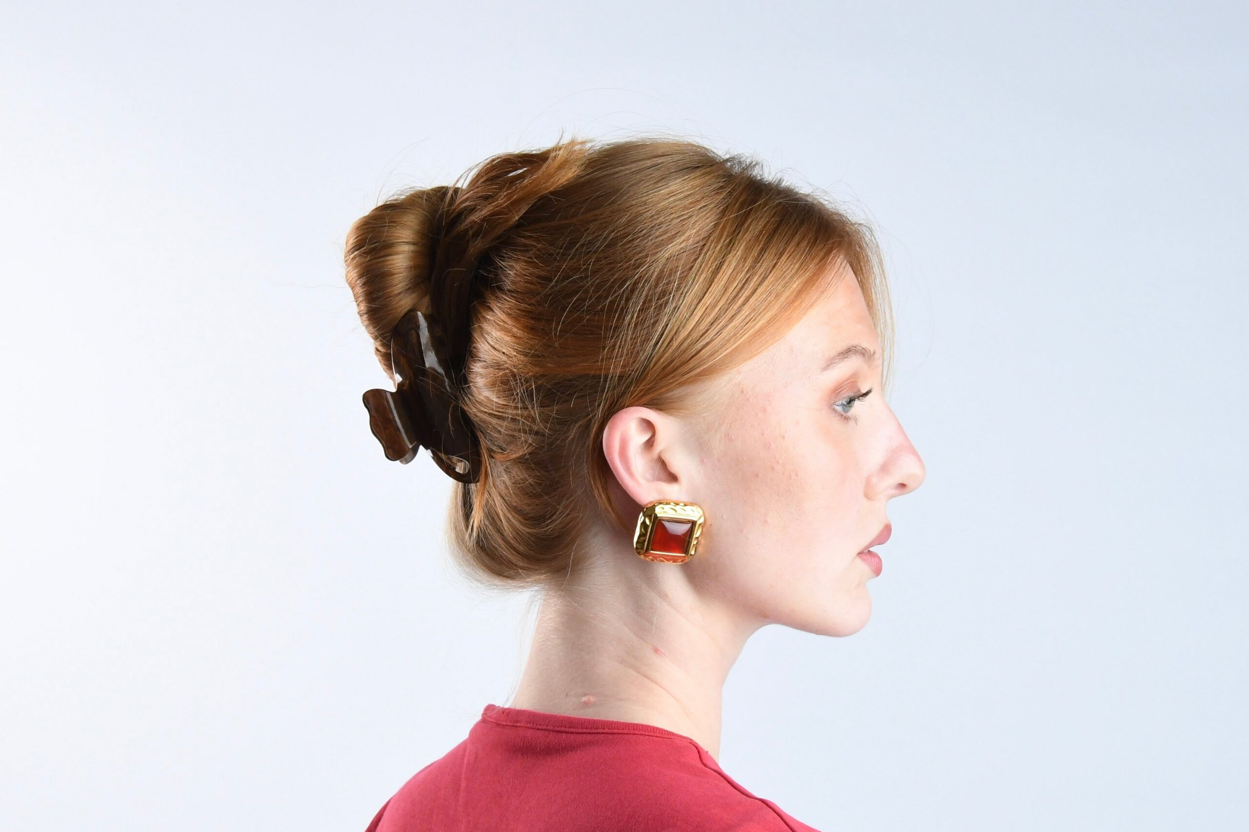 SOLID GOLD RED STONE DROP EARRINGS FOR WEDDING PARTY