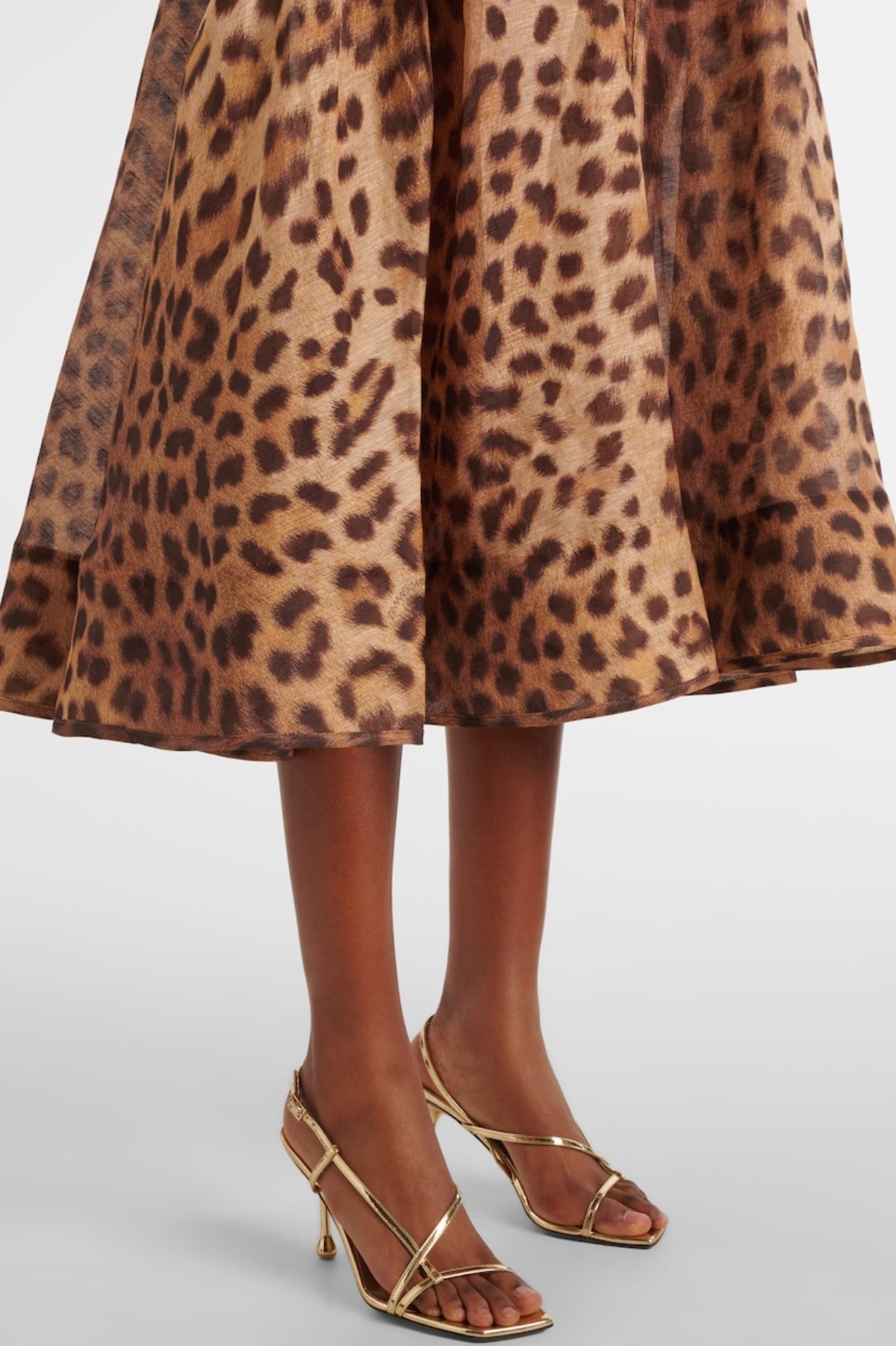 ALAÏNY LEOPARD BELTED MIDI DRESS
