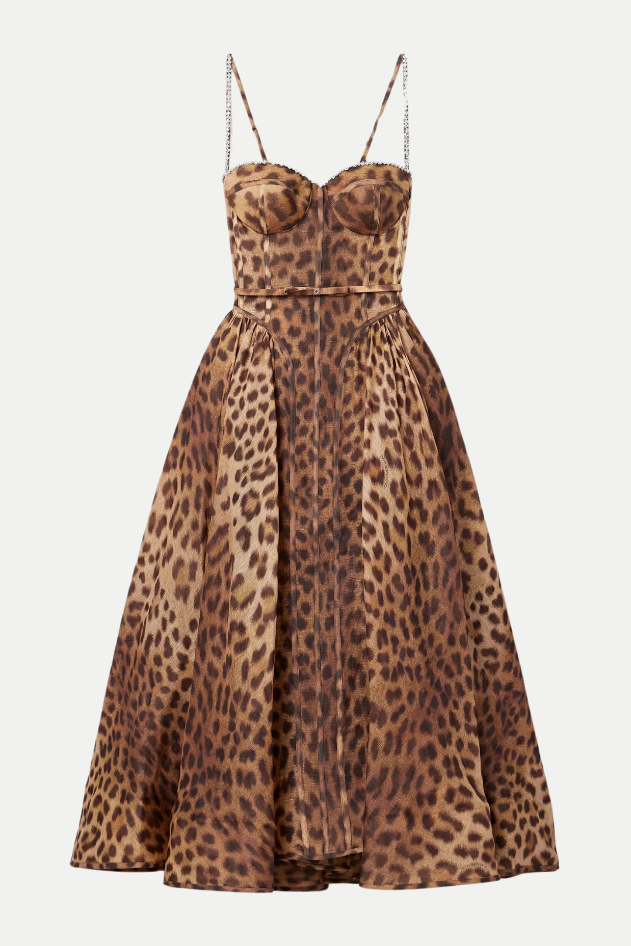 ALAÏNY LEOPARD BELTED MIDI DRESS