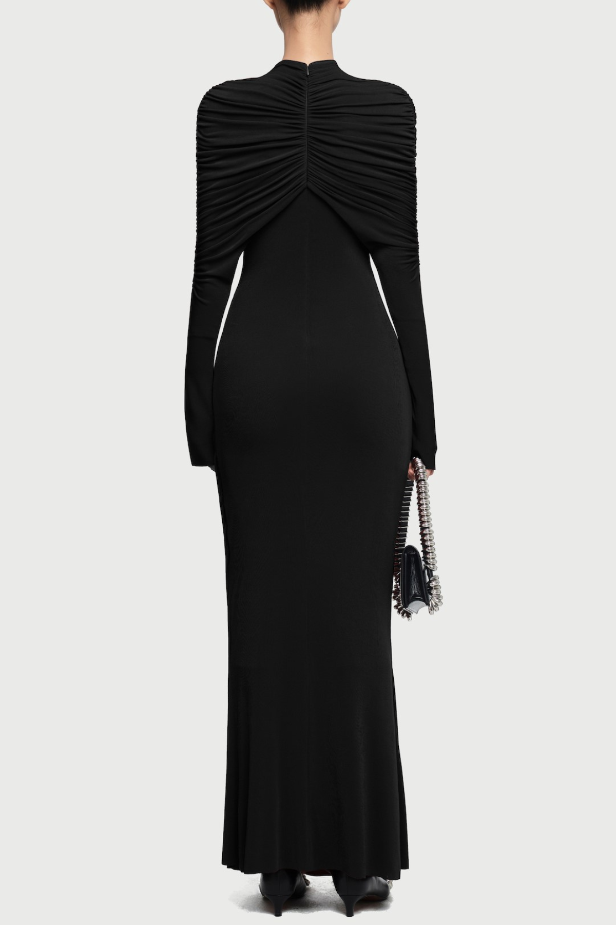 BONNIE KNOT BODYCON MAXI DRESS, LONG SLEEVE, BLACK