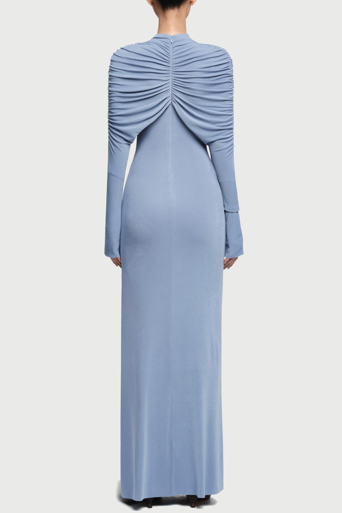 BONNIE KNOT BODYCON MAXI DRESS, LONG SLEEVE, BLUE