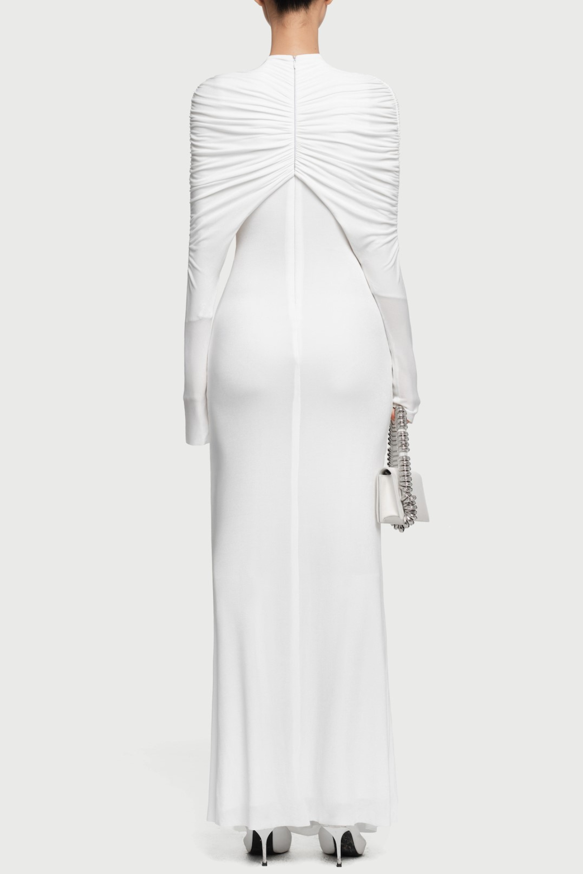 BONNIE LONG SLEEVE KNOT BODYCON MAXI DRESS WHITE