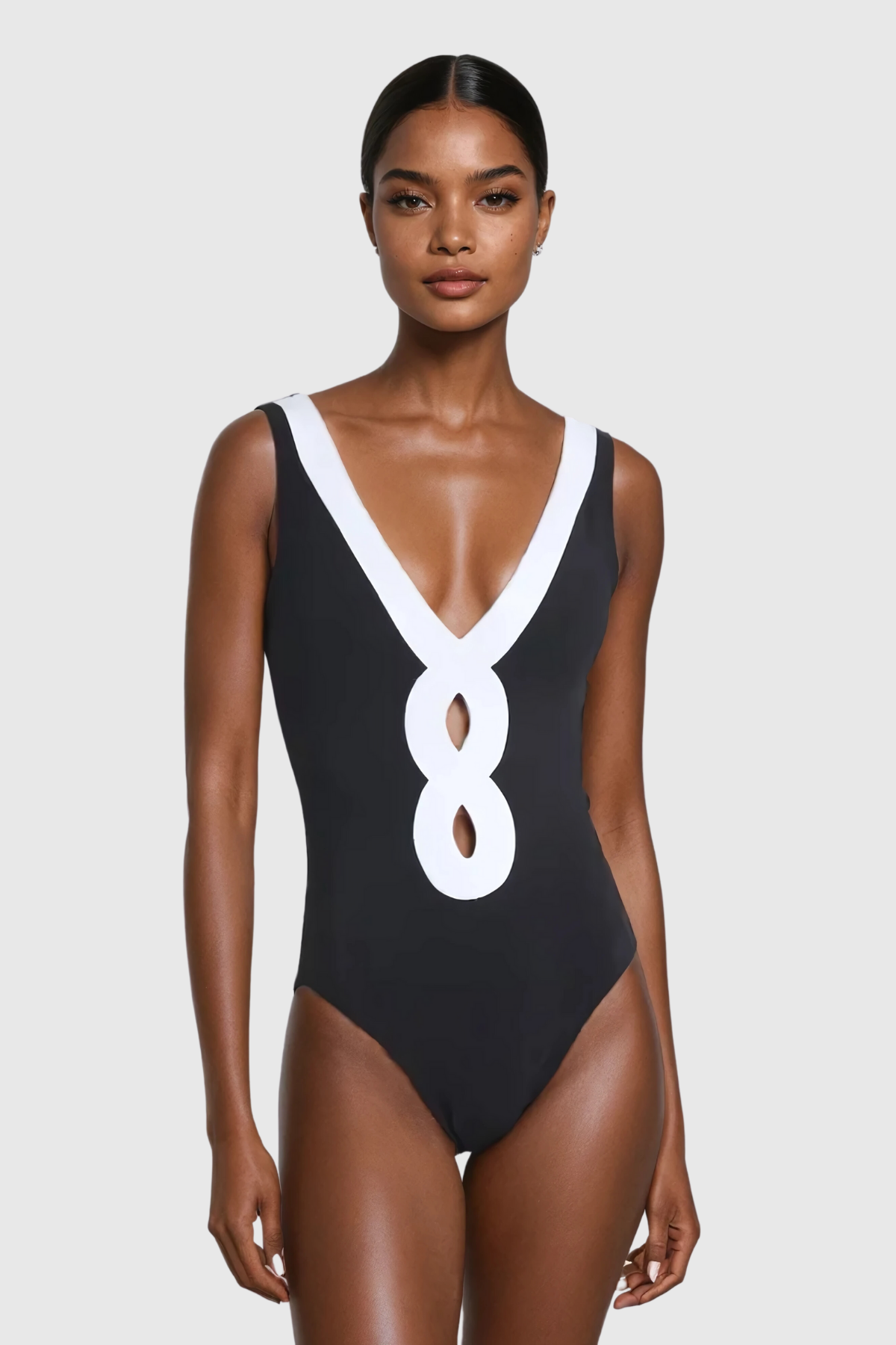 REBECCA PLUNGE CUTOUT ONE PIECE SWIMSUIT FOR VACATION